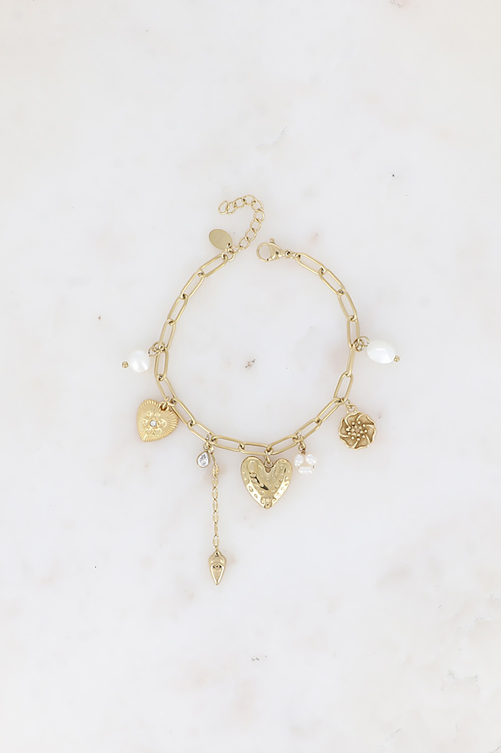 Grossiste Bohm - Bracelet Bethany - coeurs, fleur, étoiles, perles d'eau douce, cristaux