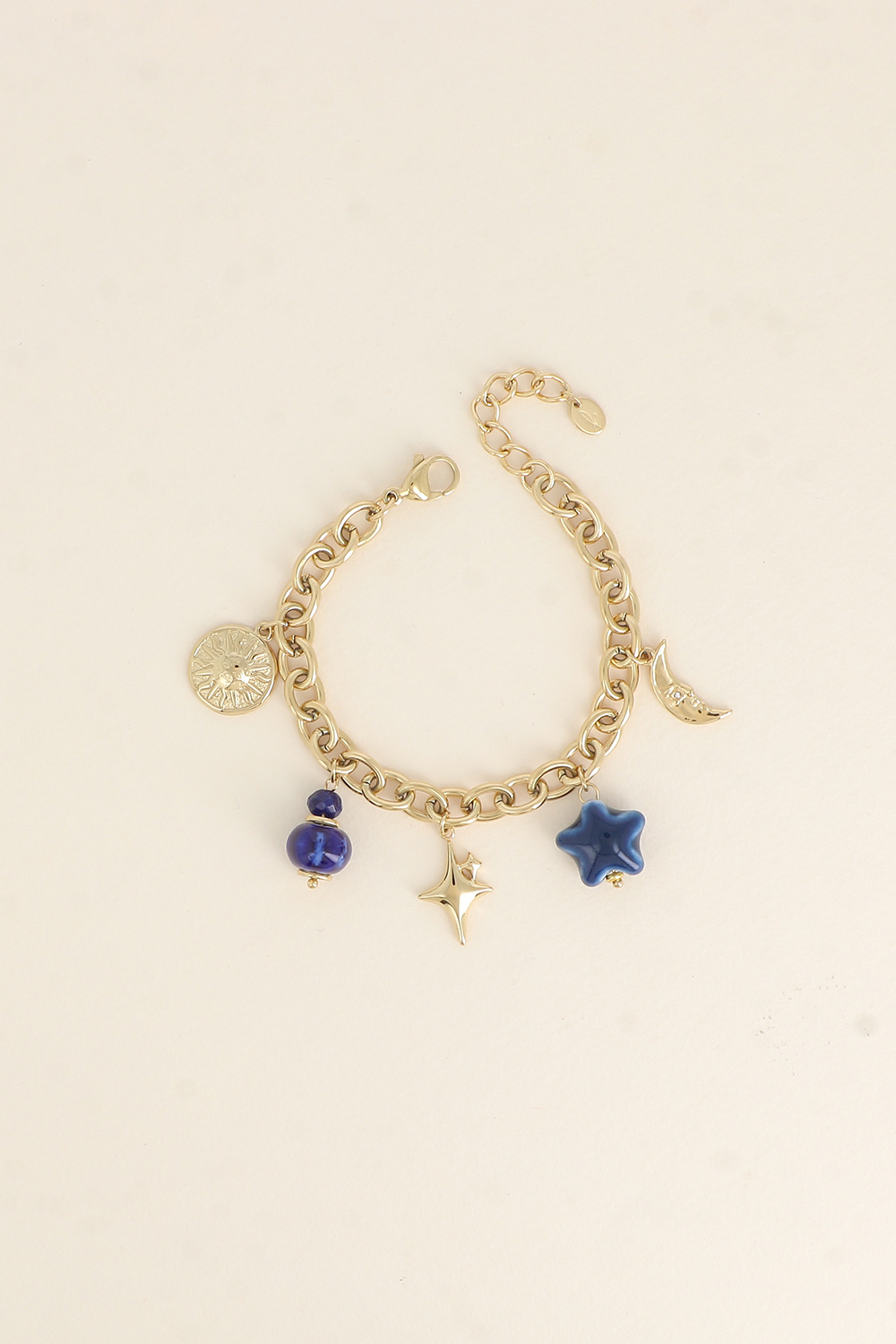 Grossiste Bohm - Bracelet - soleil, perles, lune, étoile et trèfle