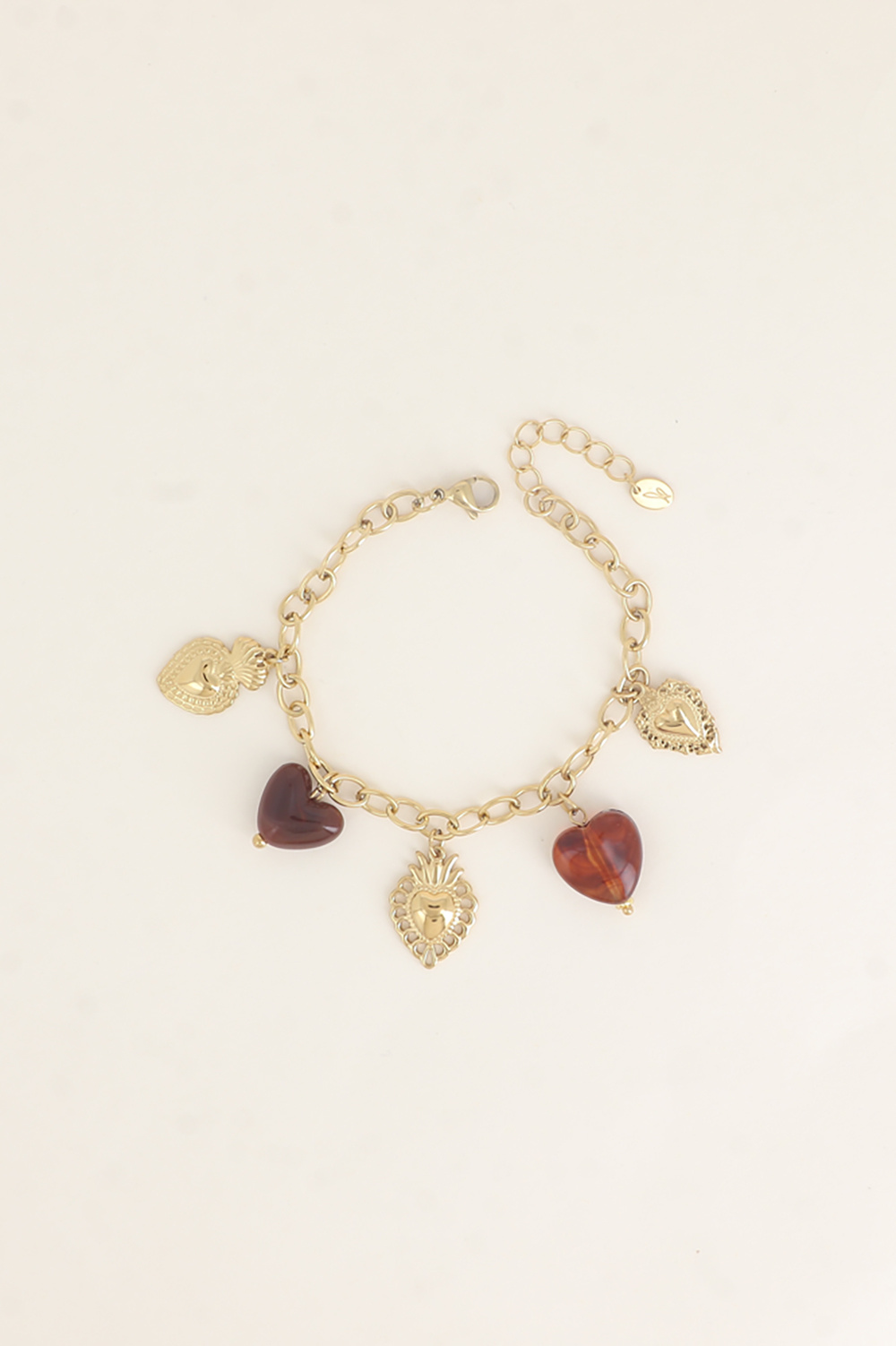 Großhändler Bohm - Armband - Herzanhänger aus Harz und Stahl