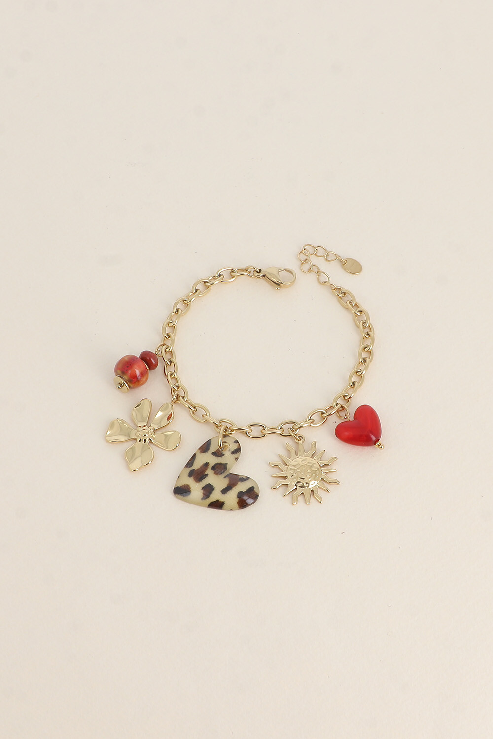Grossiste Bohm - Bracelet - perles en céramique, coeurs en résine, soleil et fleur