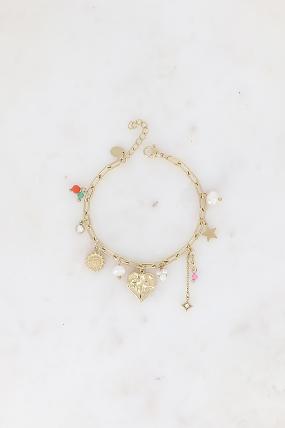 Grossiste Bohm - Bracelet - coeur, fleur, étoiles, perles d'eau douce, pâtes de verre et cristaux