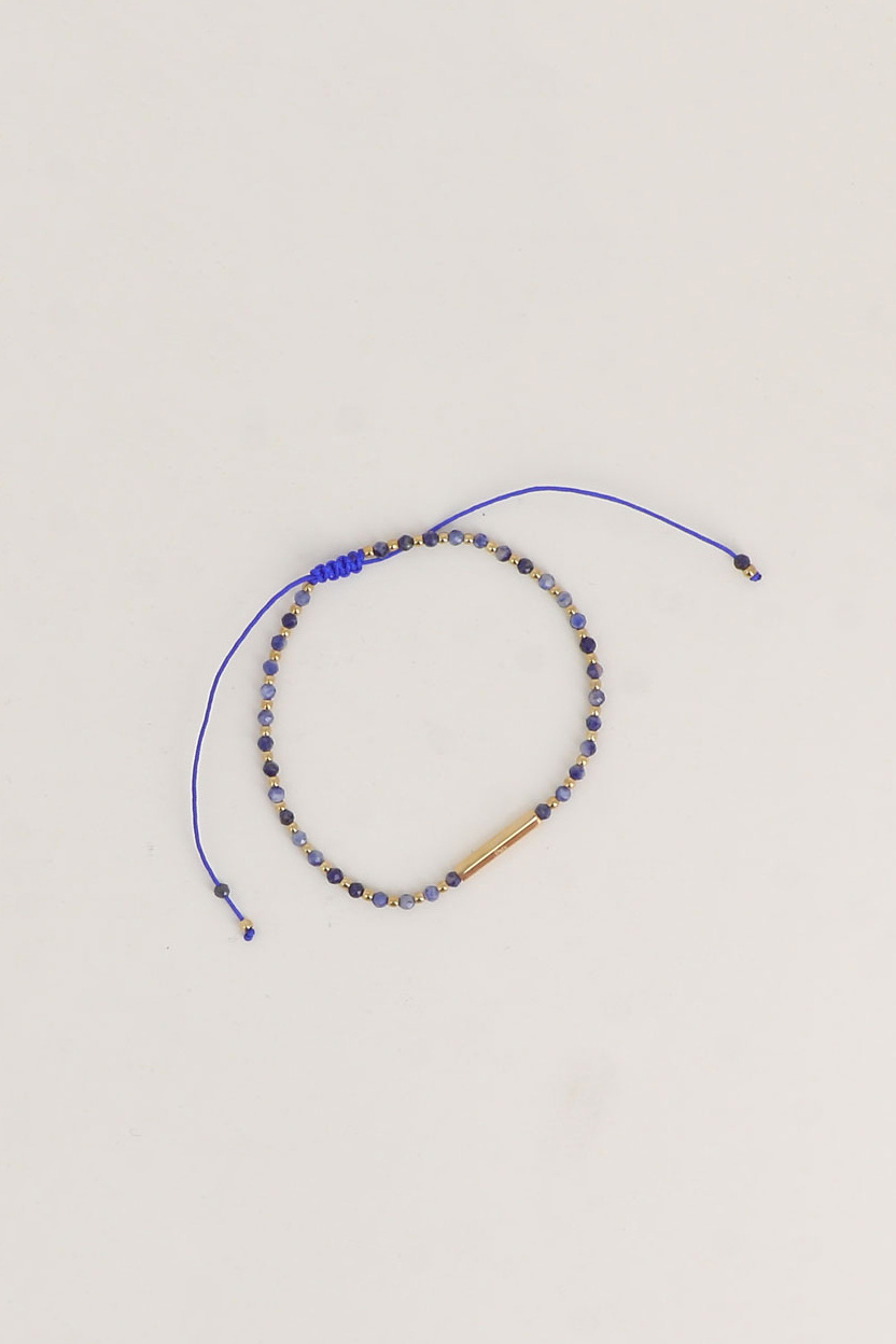 Mayorista Bohm - Pulsera - en hilo, cierre deslizante, tubo rectangular adornado con mensajes Paz, Libertad, Amor, Carpediem en acero inoxidable y piedras naturales