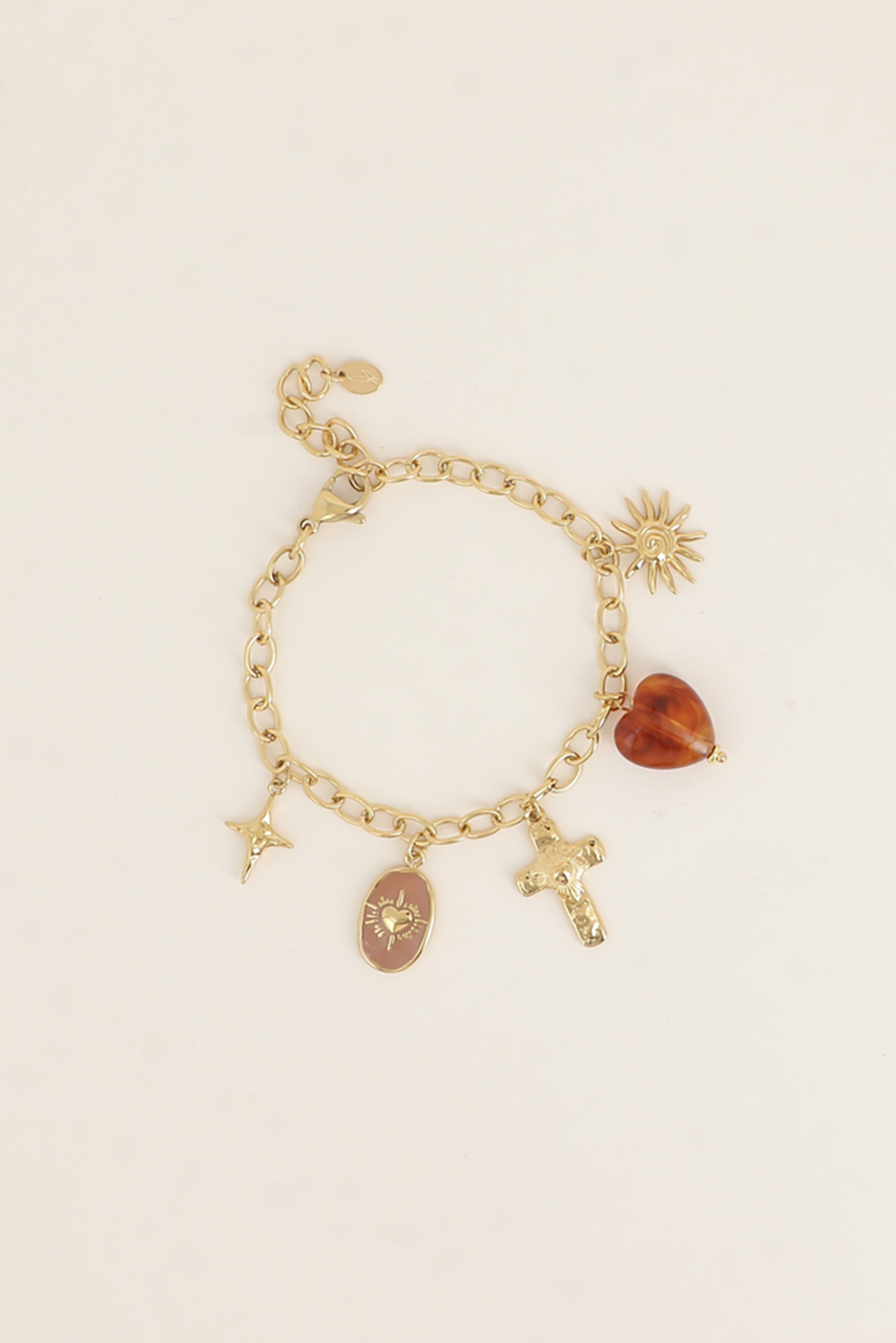 Wholesaler Bohm - Bracelet - resin, sun, enameled heart, religious cross, crescent moon
