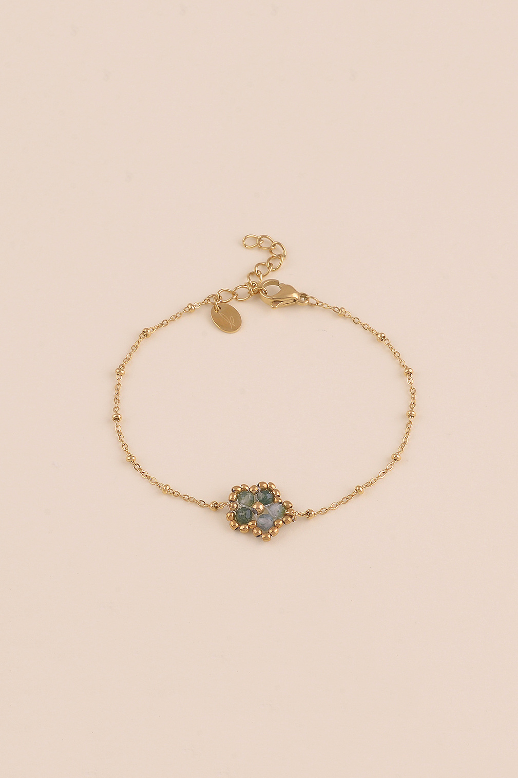 Großhändler Bohm - Armband - Blume aus Naturstein und runden Perlen