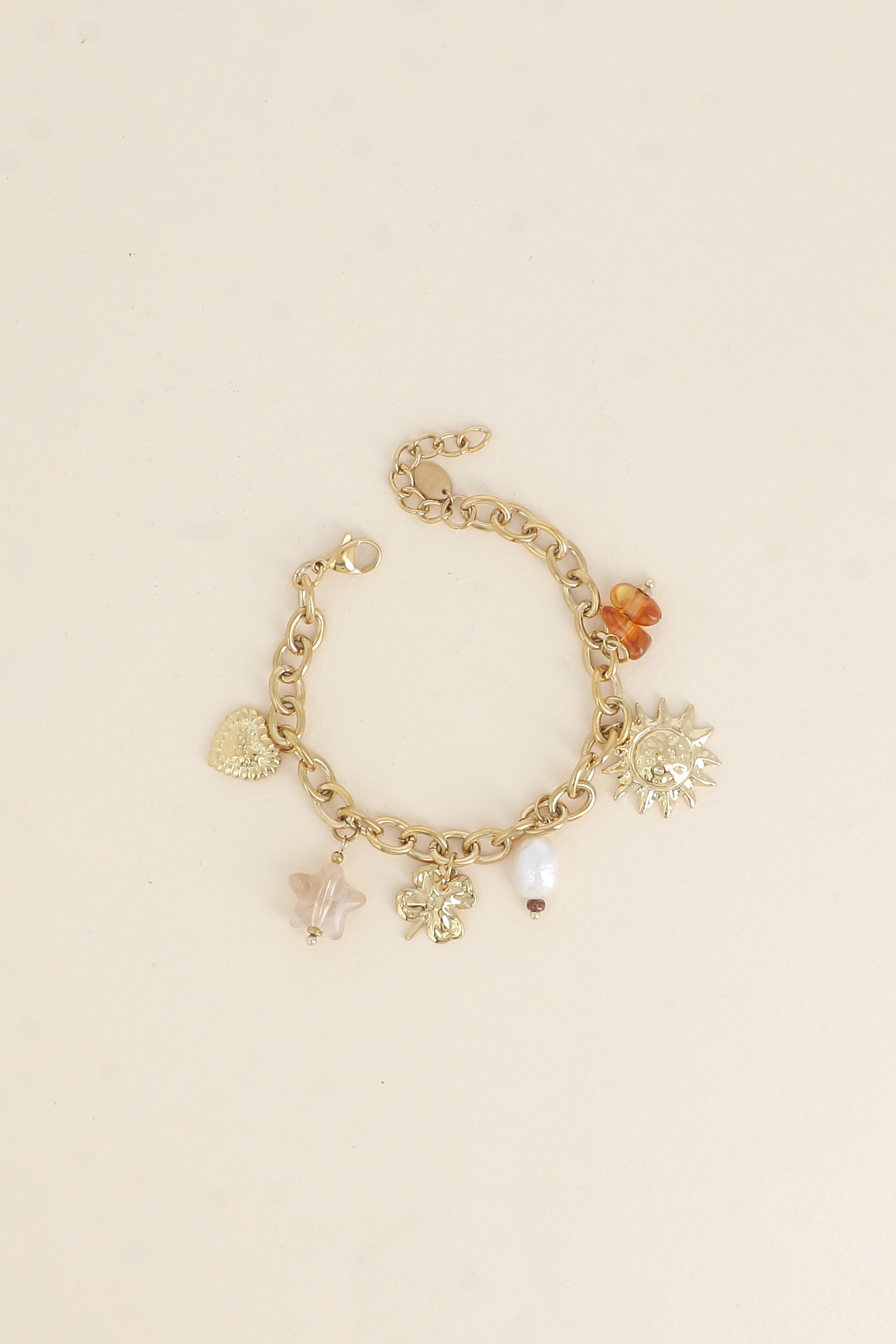 Wholesaler Bohm - Bracelet - charms (sun, freshwater pearl, clover, resin star, heart)