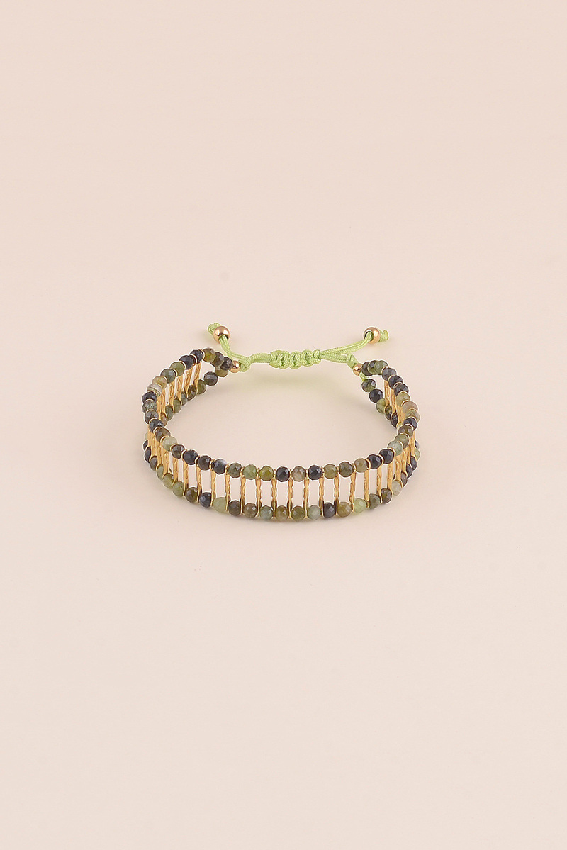 Grossiste Bohm - Bracelet sur cordon - tige en acier inoxydable et pierres naturelles