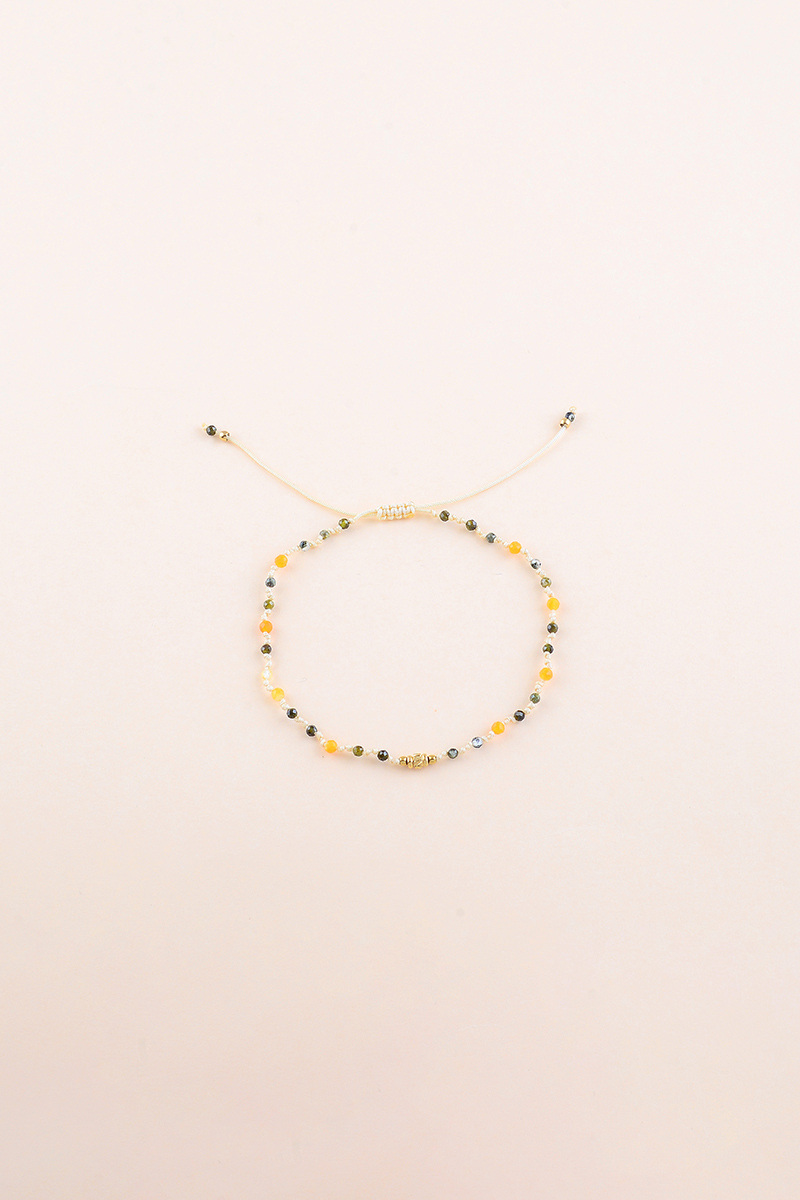 Grossista Bohm - Bracciale su cordoncino - chiusura scorrevole, perla diamantata in acciaio inossidabile e pietre naturali