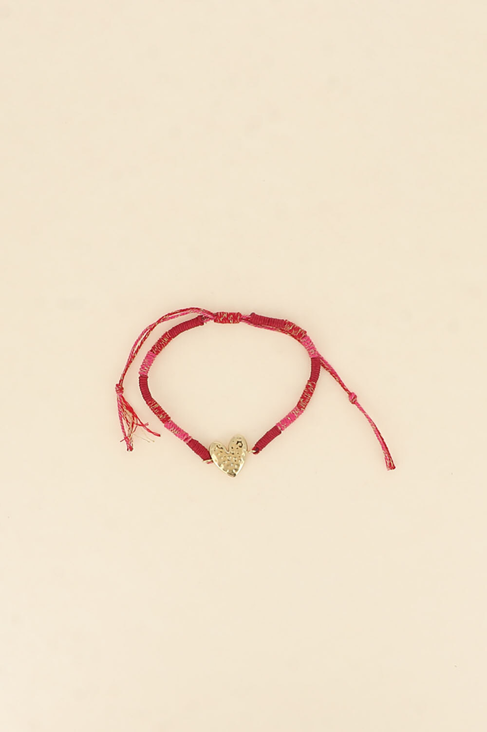 Wholesaler Bohm - Cord bracelet - sliding clasp, heart pendant