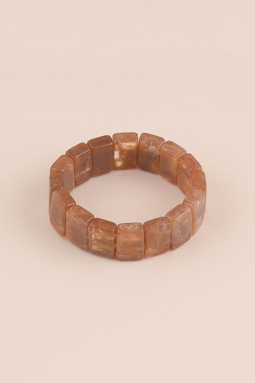 Grossiste Bohm - Bracelet élastique - perles rectangulaires en résine colorée