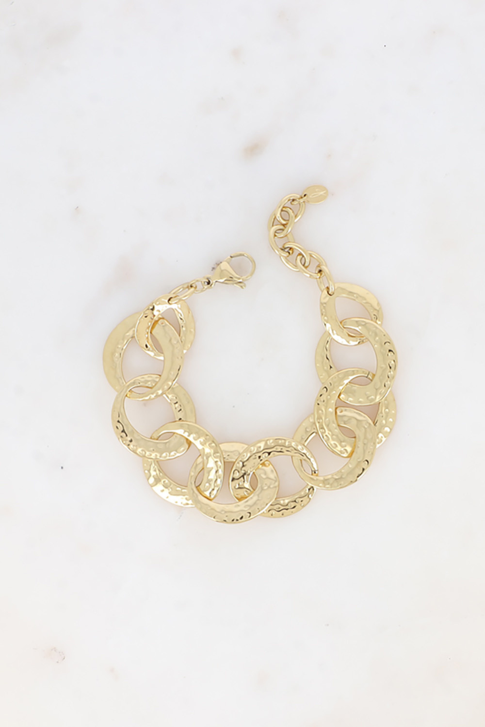 Grossiste Bohm - Bracelet - gros anneaux plats ovales texturés