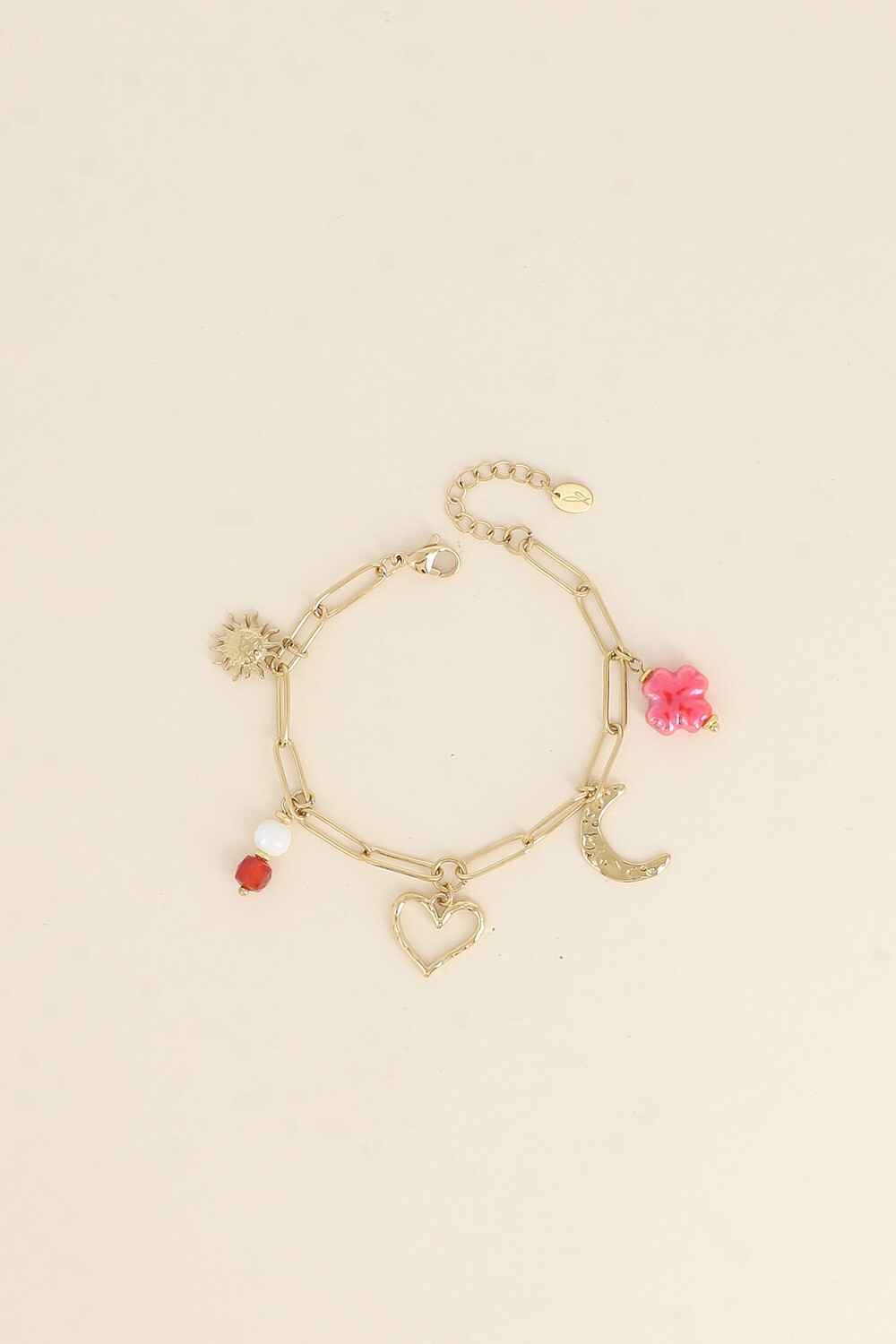 Grossiste Bohm - Bracelet - soleil, coeur, lune, perles et trèfle