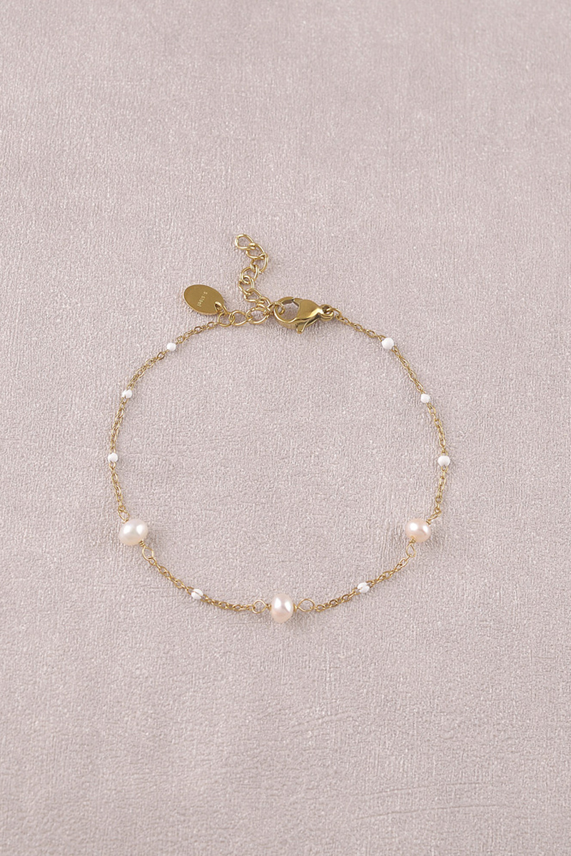 Wholesaler Bohm - Bracelet - enameled chain and 3 freshwater pearls