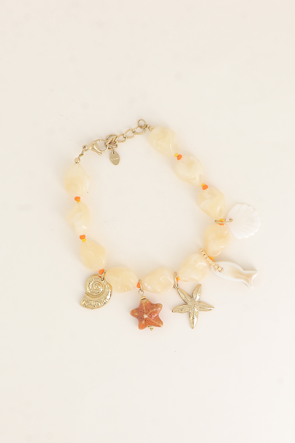 Wholesaler Bohm - Cable bracelet - resin beads, shells, starfish, ceramic