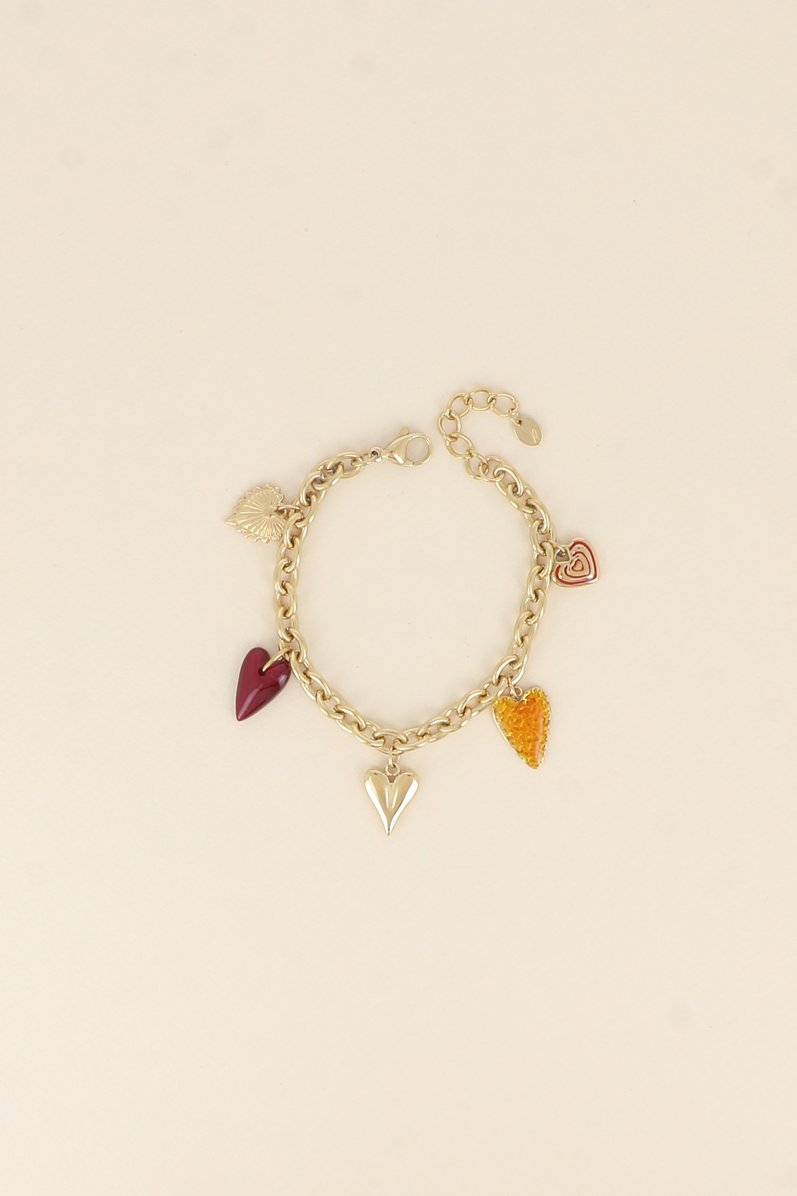 Mayorista Bohm - Pulsera - dijes de corazones en resina, esmalte