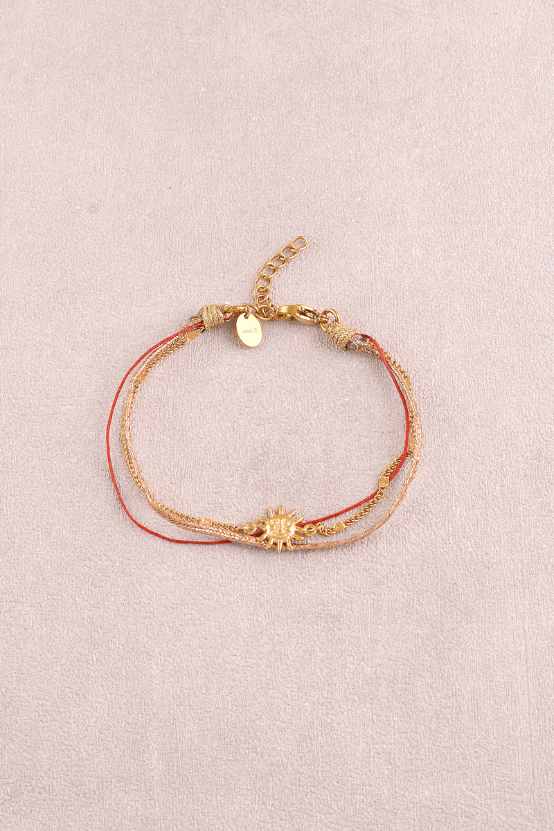 Mayorista Bohm - Pulsera - 3 hileras, 2 cordones, colgante de sol