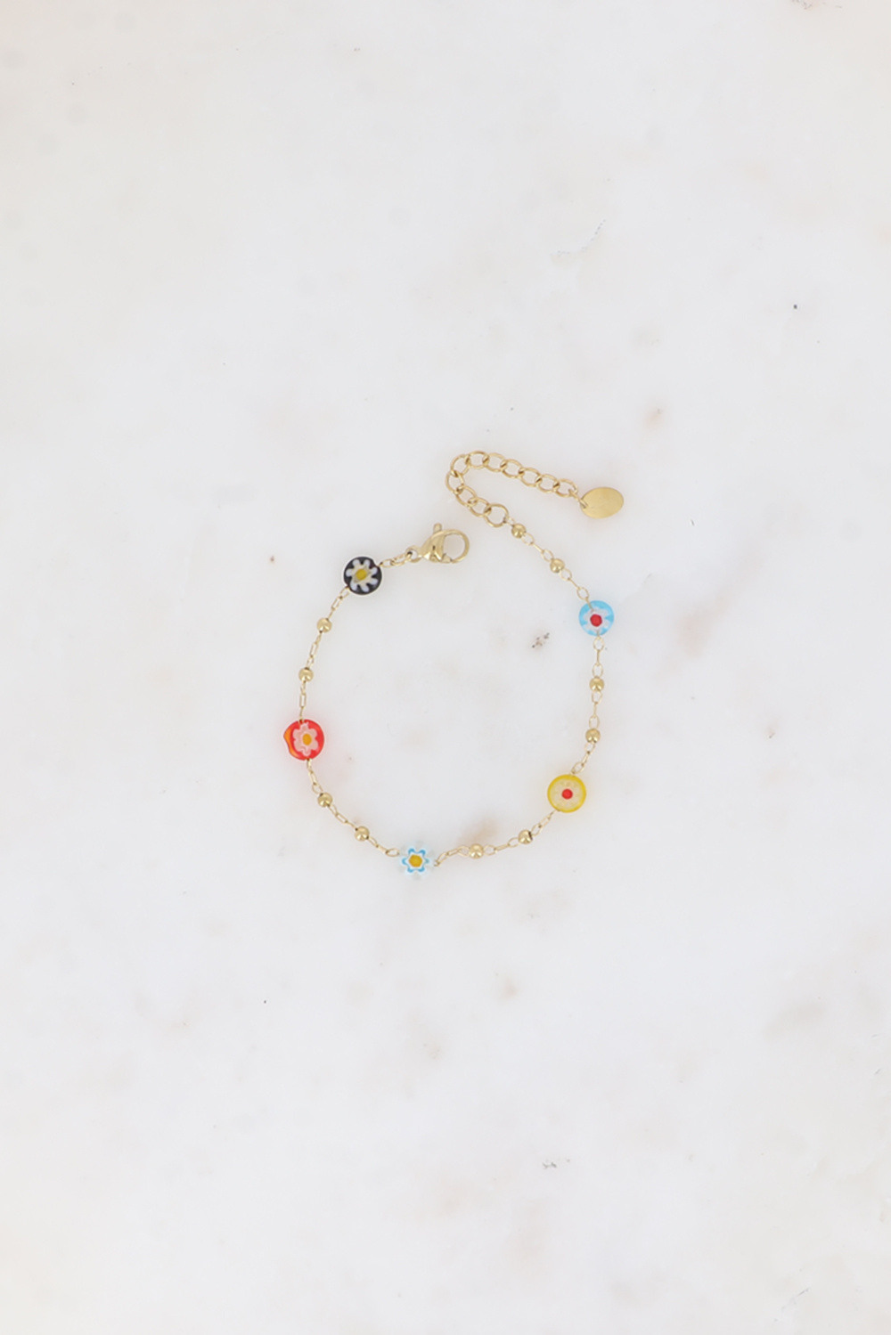 Wholesaler Bohm - Fine bracelet - Boules chain with round resin pampilles with flowers