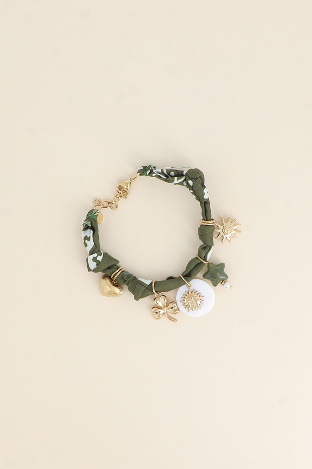 Mayorista Bohm - Pulsera - cinta, dijes (corazón cepillado, trébol, sol, estrella de resina, flor)