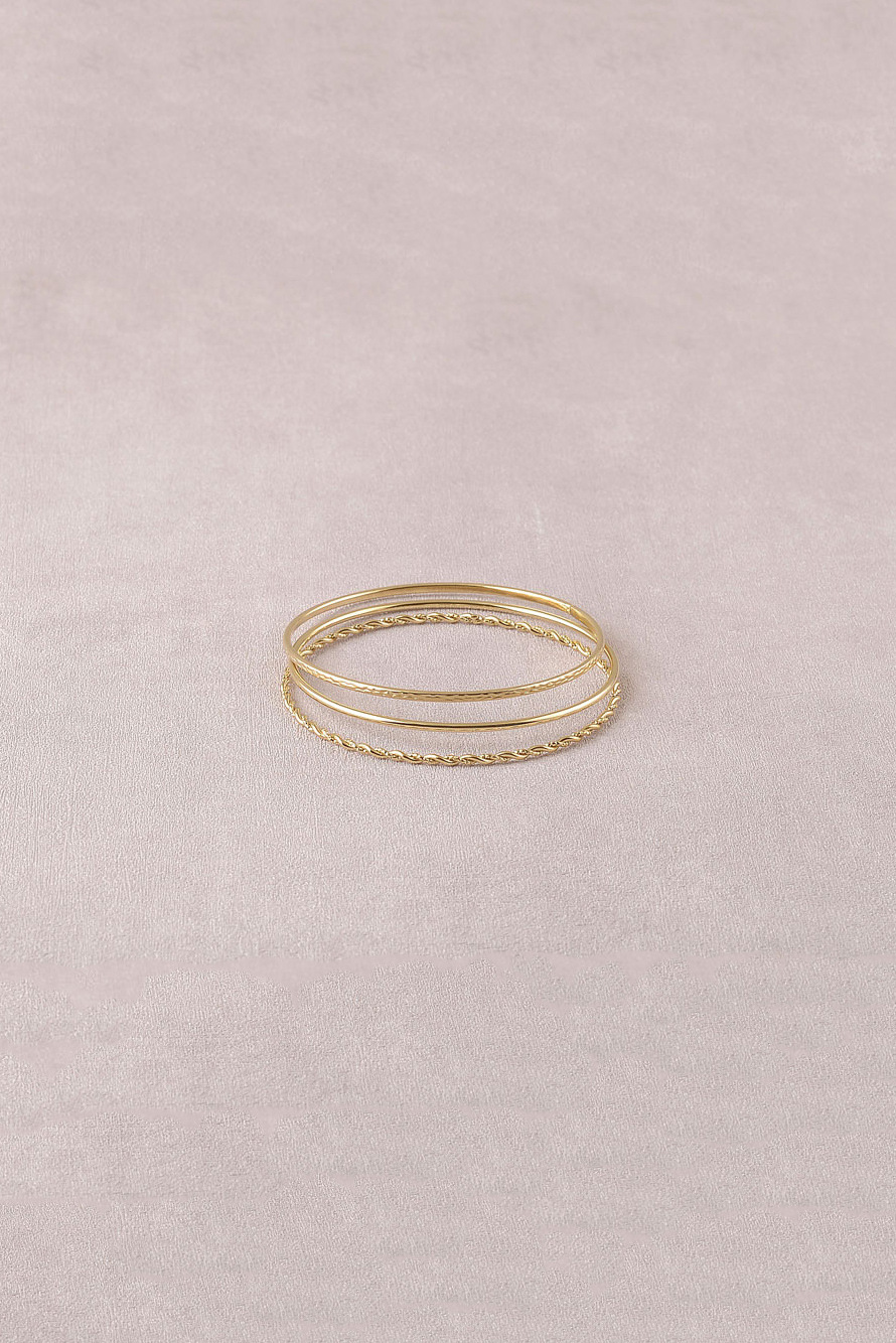 Wholesaler Bohm - Set of 3 delicate bangles - smooth, twisted, and crocodile
