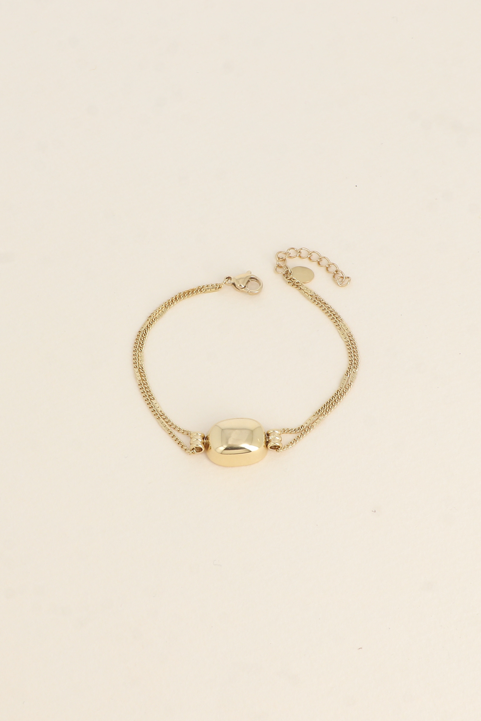 Grossiste Bohm - Bracelet - maille forçat alternée pincée et pendentif rectangle bombé