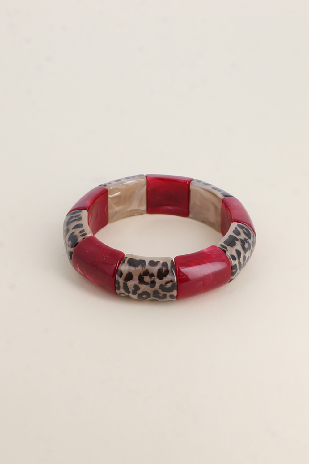Mayorista Bohm - Pulsera elástica - cuentas de resina con estampado de leopardo