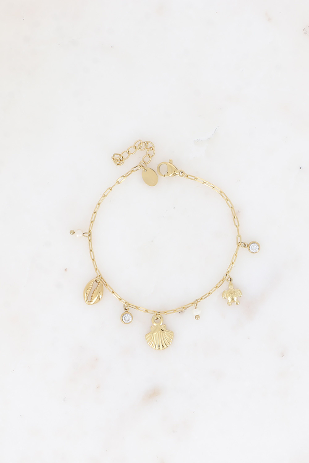 Grossiste Bohm - Bracelet - coquillage, cauri, tortue, perles d'eau douce et cristal