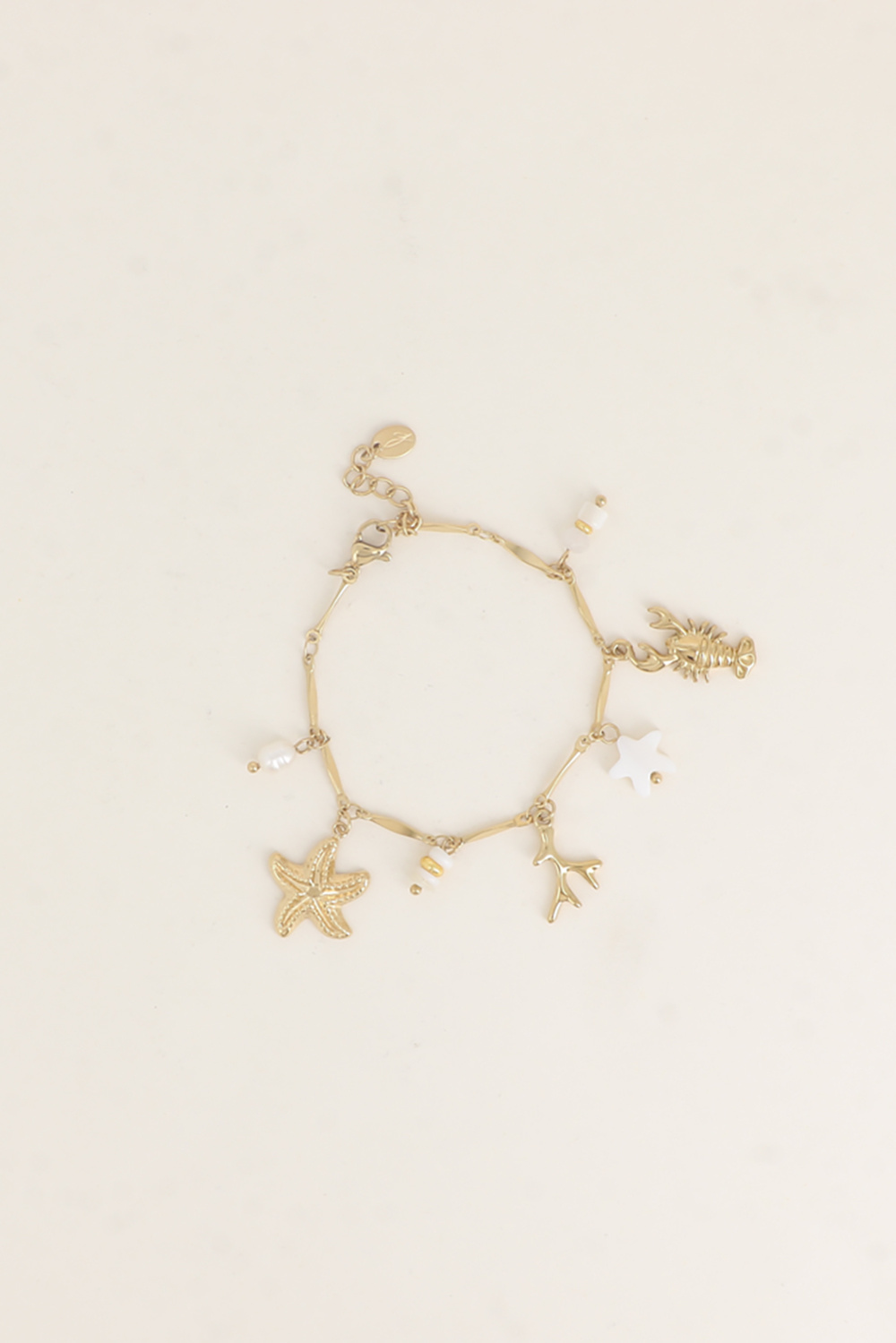 Grossista Bohm - Bracciale - ciondoli (conchiglie, corallo, cauri naturale, stella marina e pesce in ceramica smaltata, stella marina)