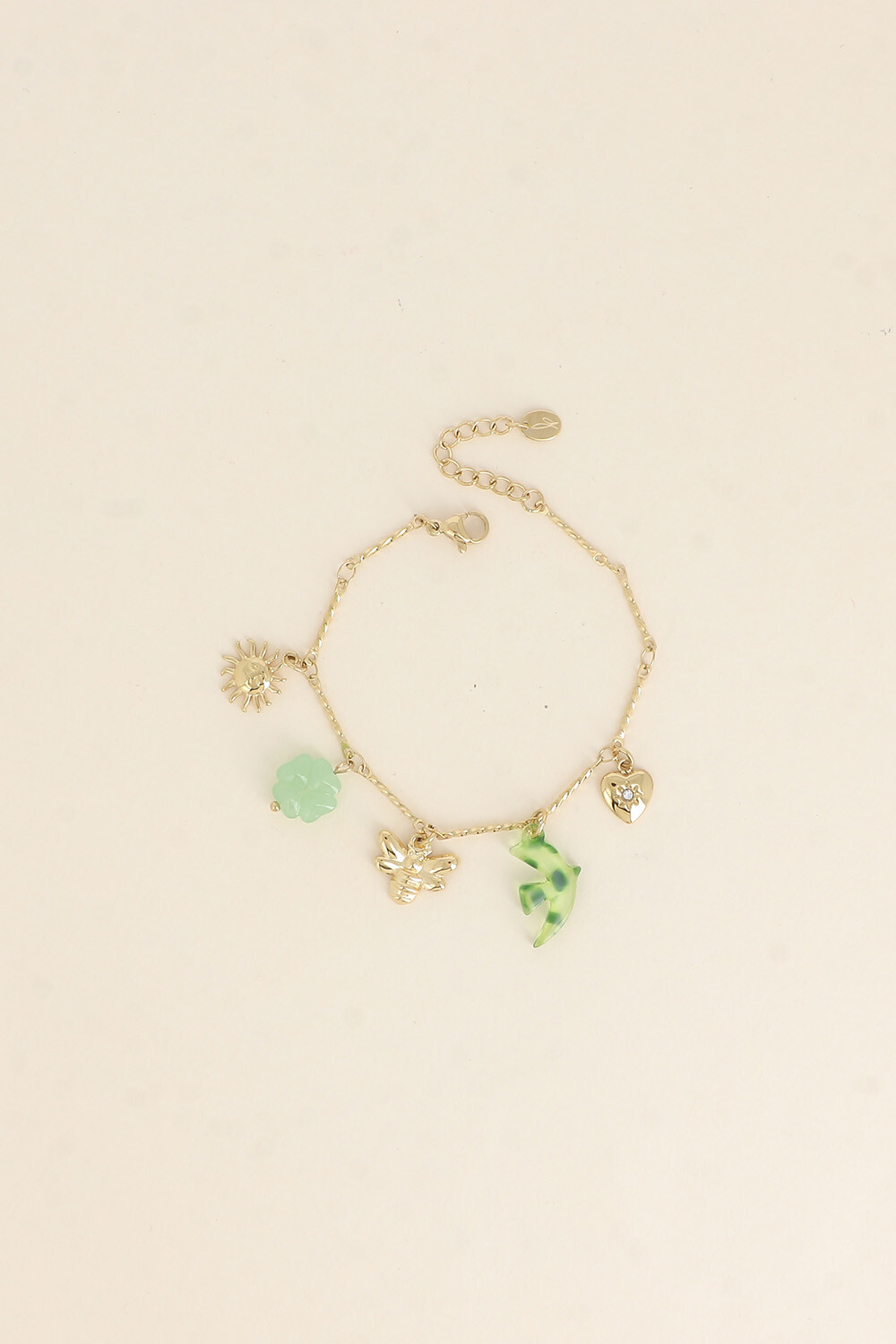 Grossiste Bohm - Bracelet - soleil, oiseau et trèfle en résine, abeille et coeur avec oxyde de zirconium