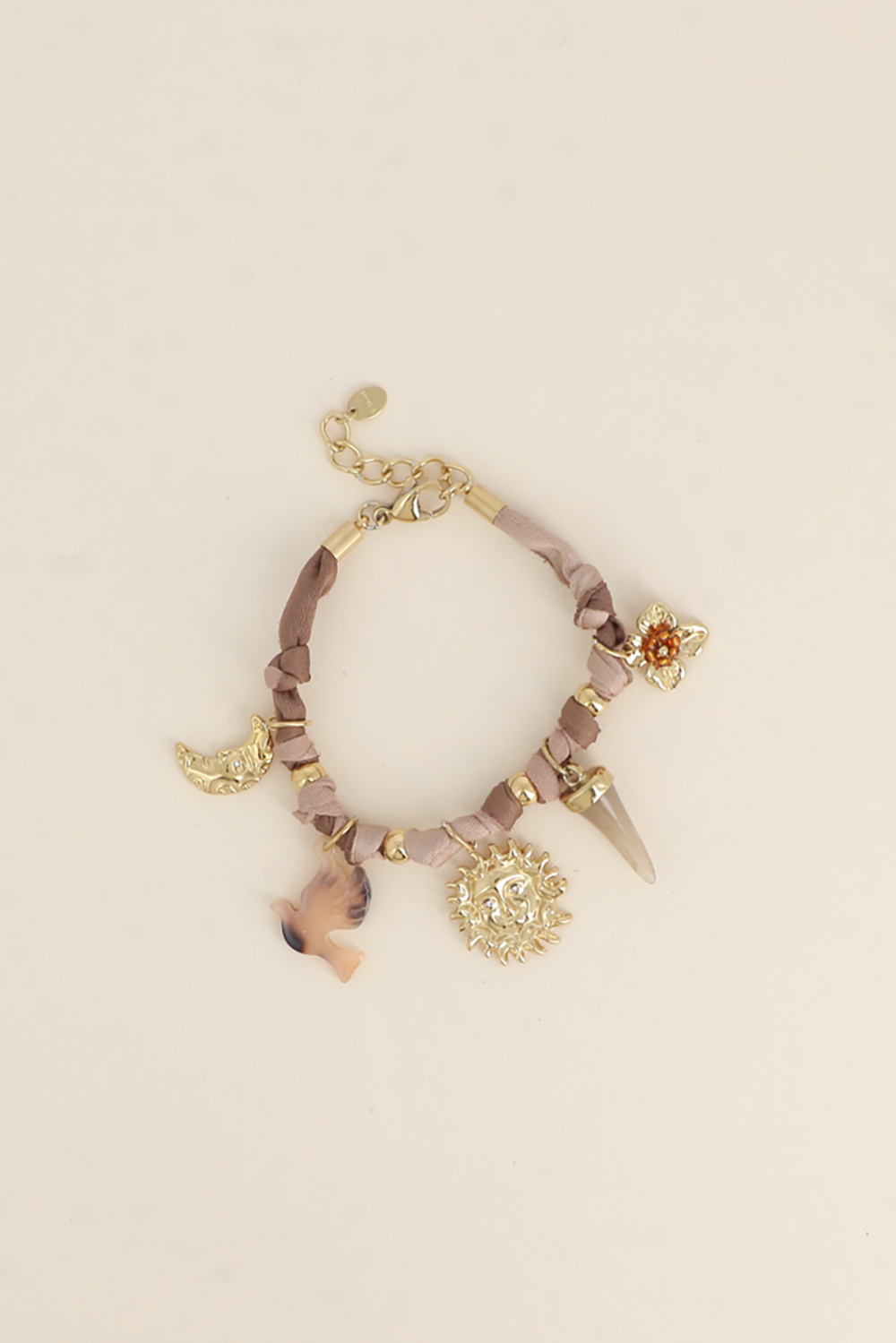 Mayorista Bohm - Pulsera - tela de cinta, luna, sol, cuerno de resina, flor