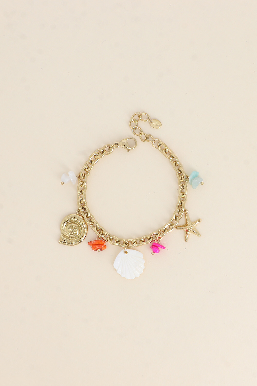 Grossiste Bohm - Bracelet - coquillage escargot, étoile de mer, pierres naturelles et coquillage nacré