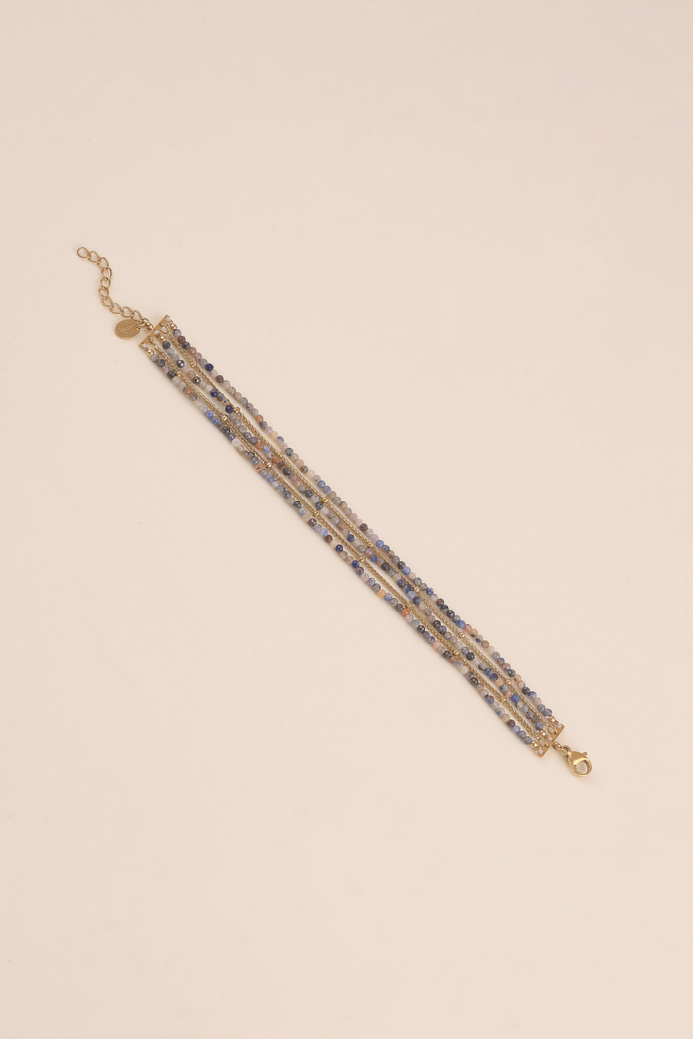 Großhändler Bohm - Armband - 5 Reihen, Spiga-Glieder und Natursteine
