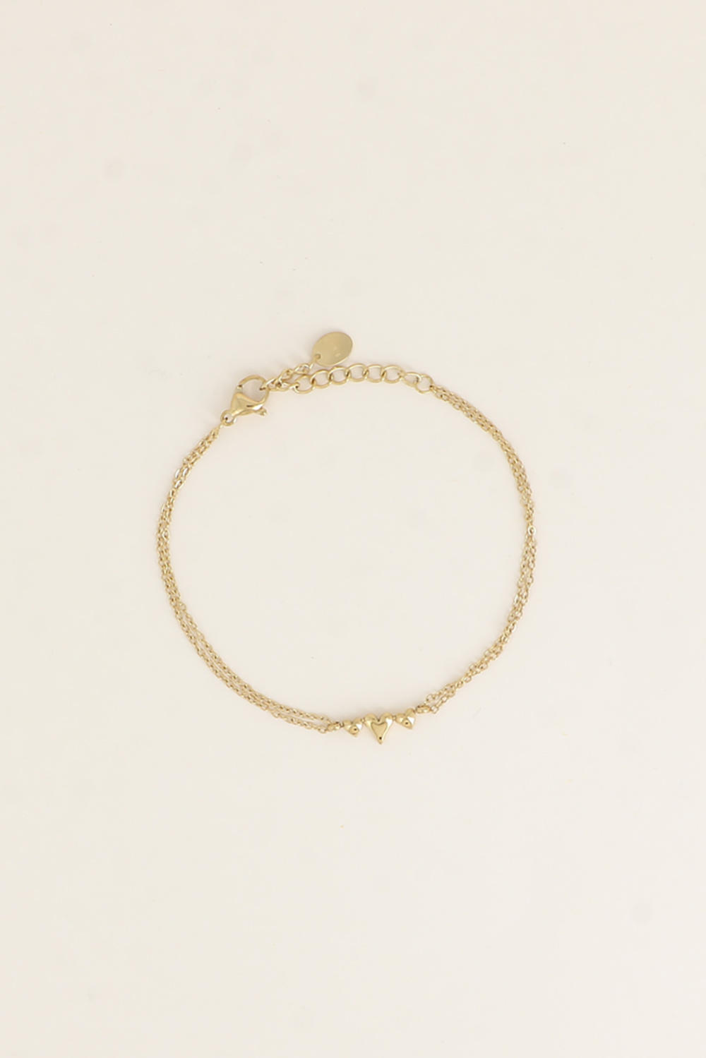 Grossiste Bohm - Bracelet - 2 rangs avec pendentif 3 coeurs