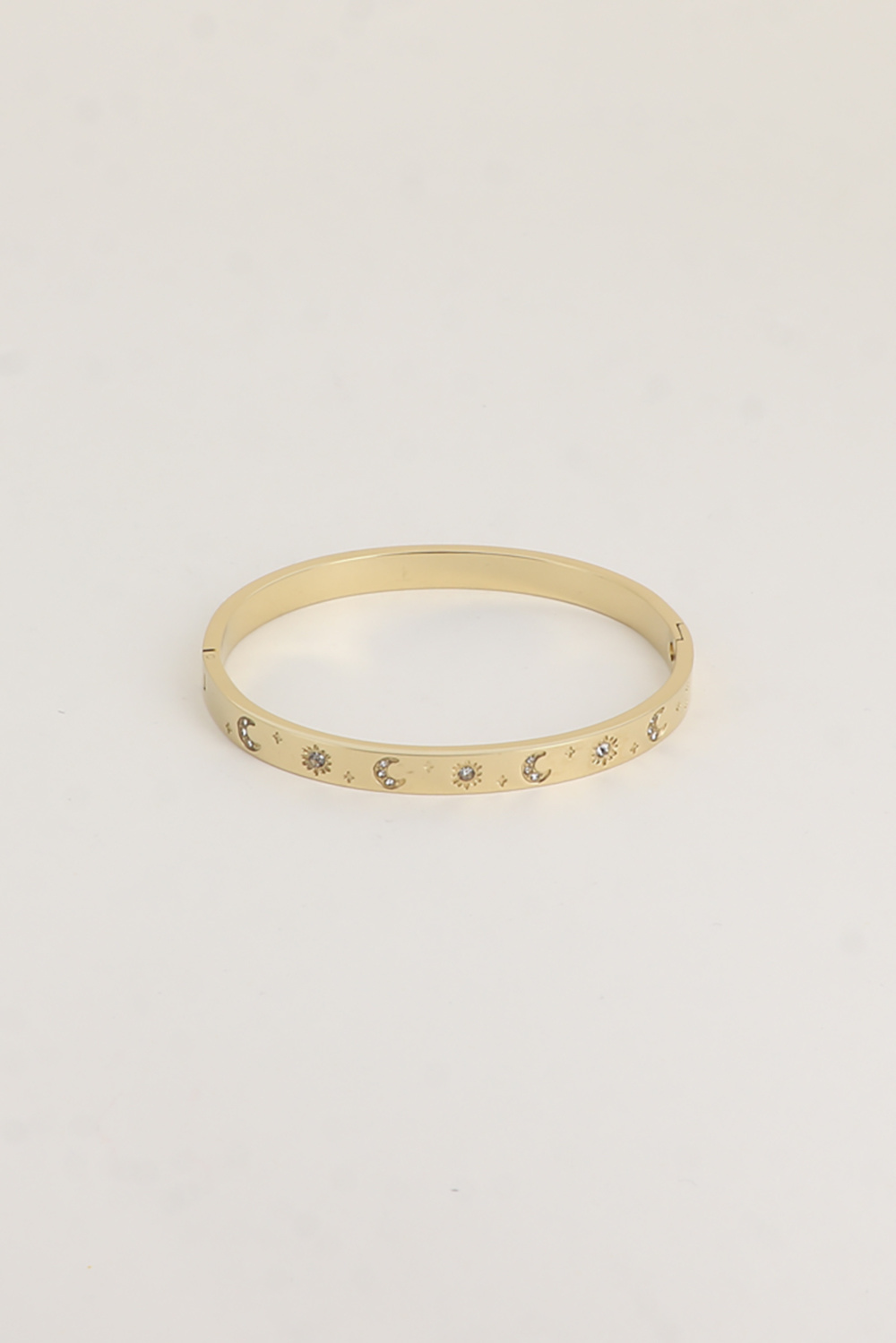 Wholesaler Bohm - Bangle - engraved star and moon shapes with zirconia stones