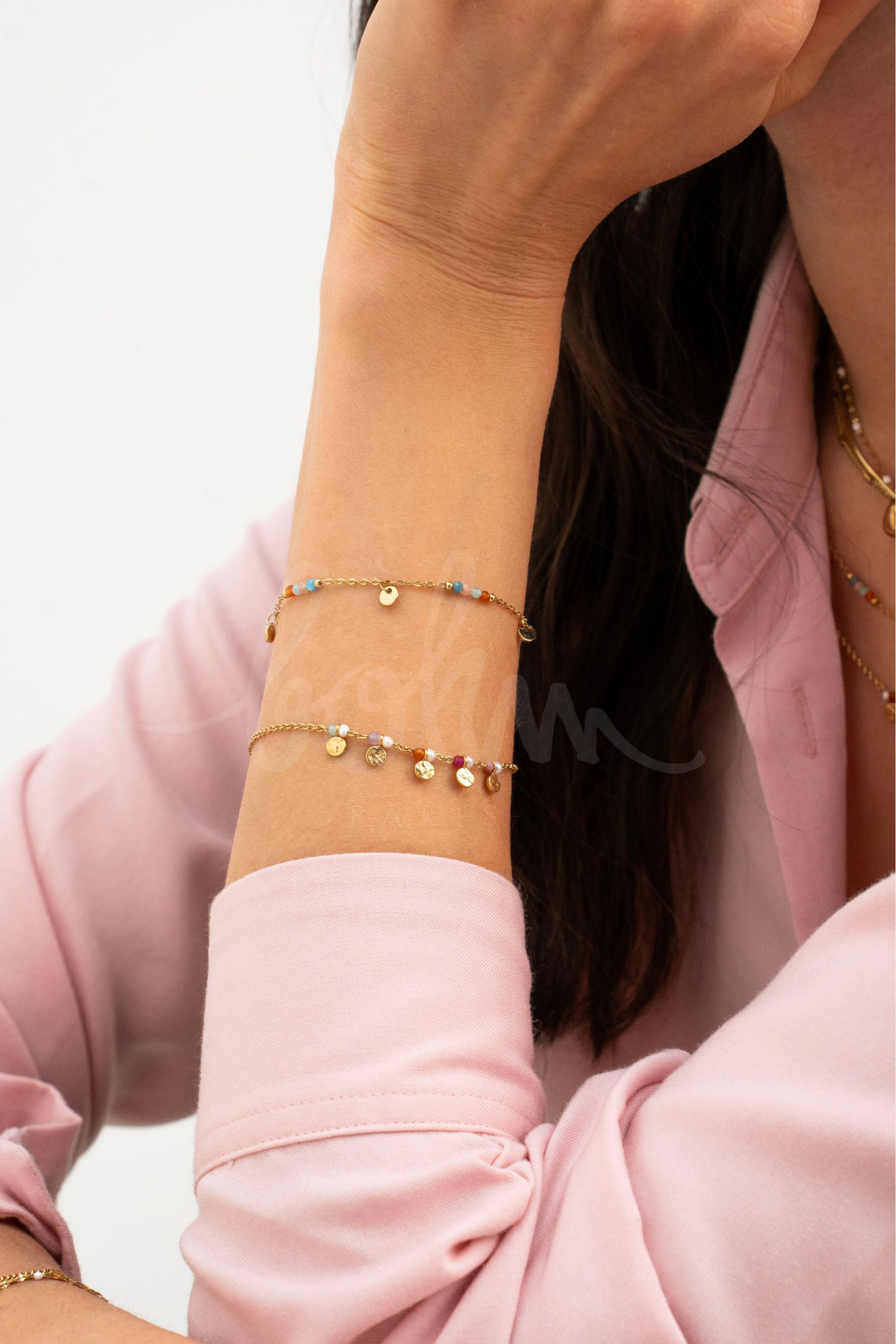Grossiste Bohm - Bracelet - pampilles rondes, perles oxydes de zirconium, perles d'eau douce