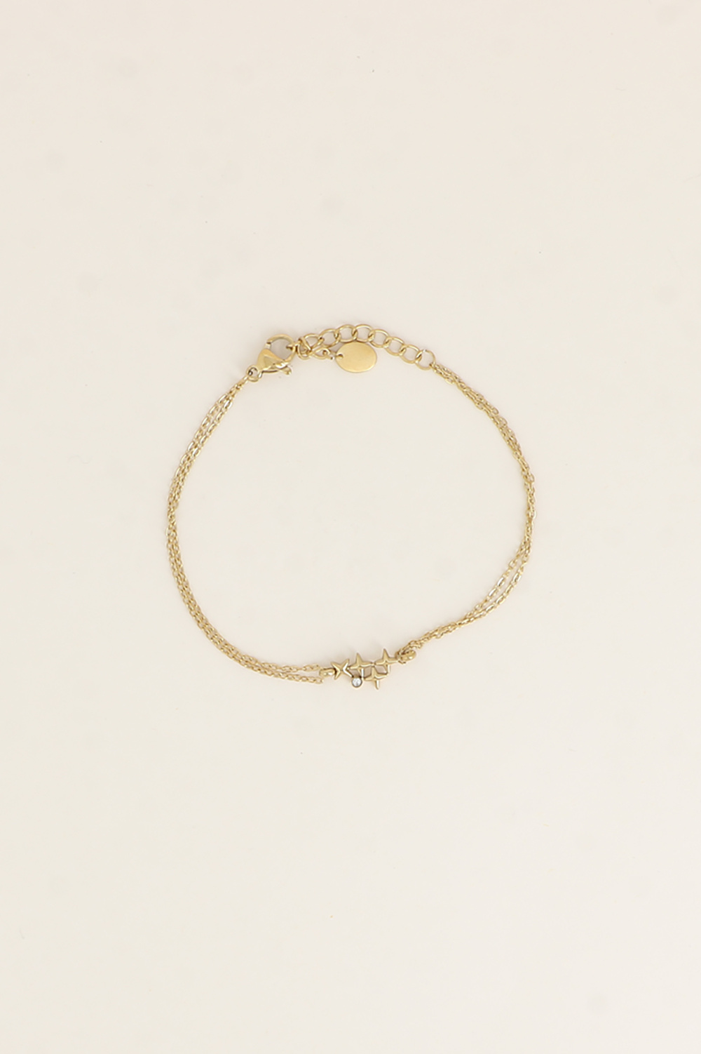 Grossiste Bohm - Bracelet - 2 rangs avec pendentif 4 étoiles et cristal
