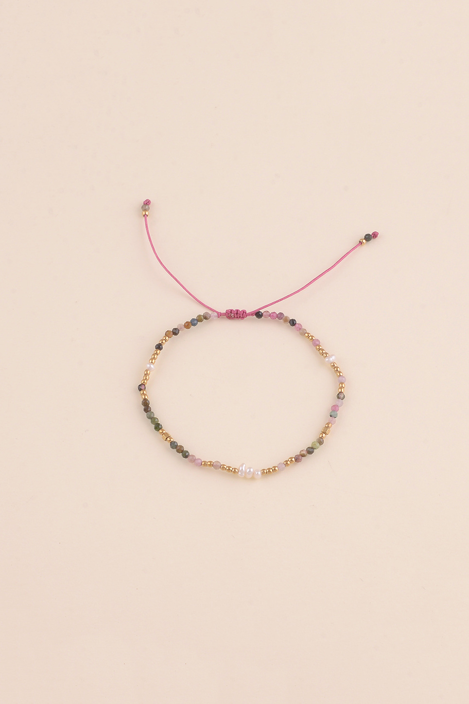 Wholesaler Bohm - Cord bracelet - stainless steel beads and natural stones