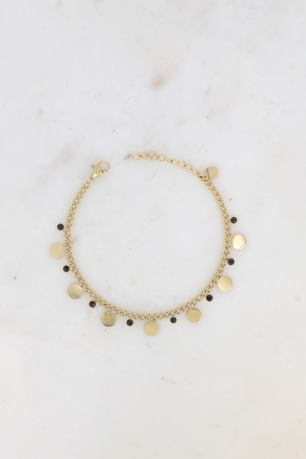 Grossista Bohm - Bracciale - catena gourmette, ciondoli rotondi e cristalli