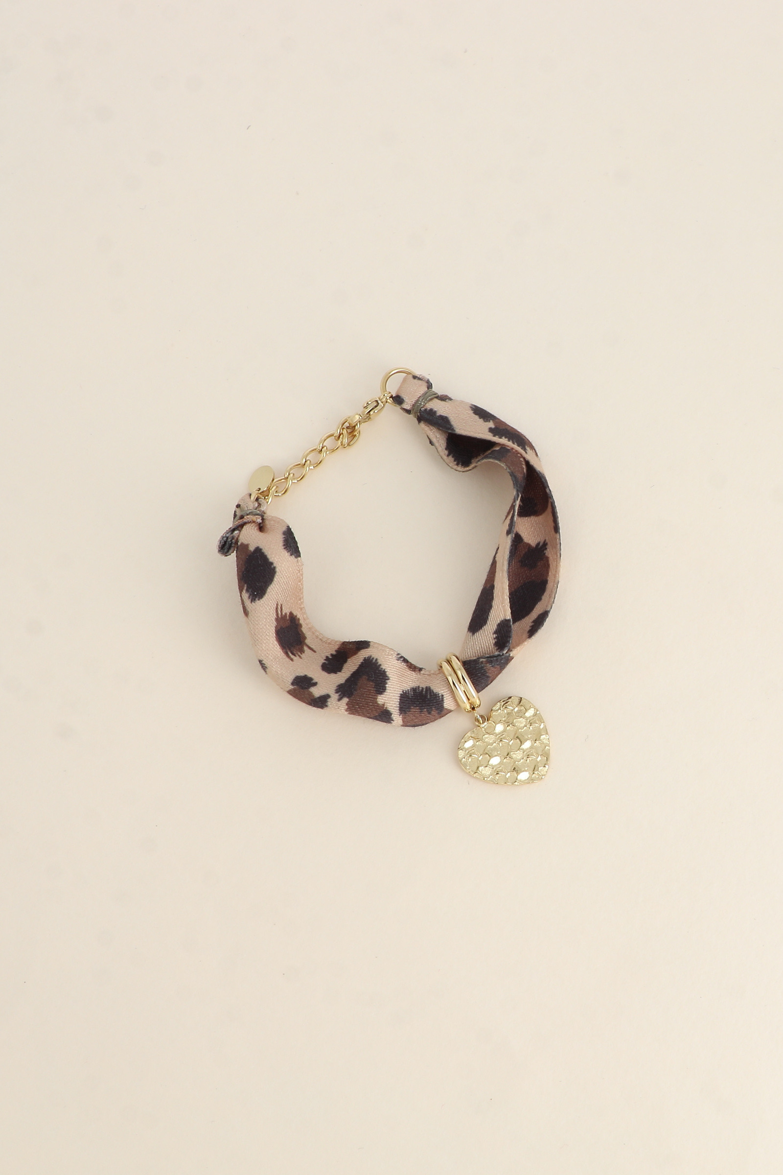 Grossiste Bohm - Bracelet - tissu et pampille coeur texturé