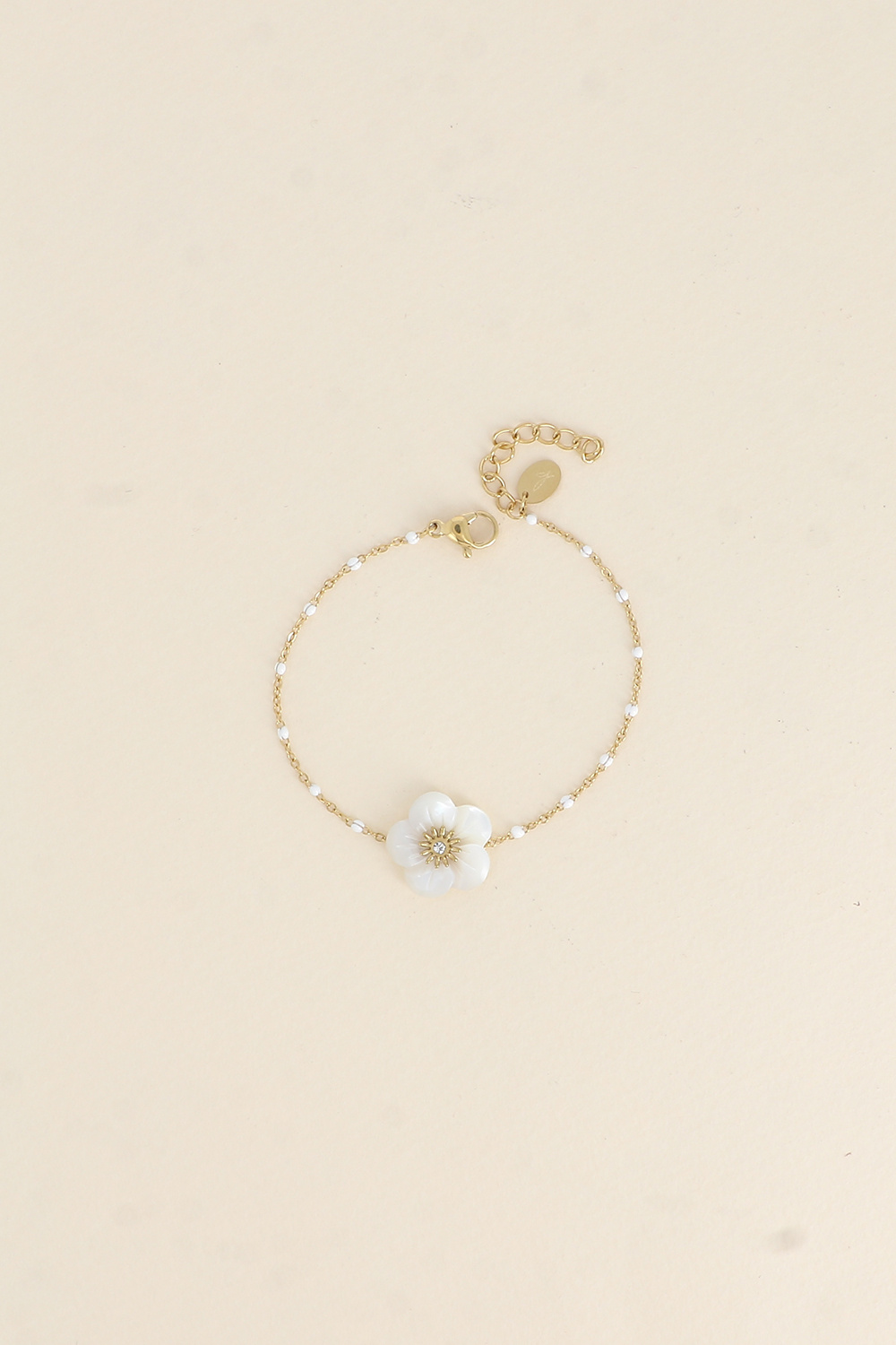Grossiste Bohm - Bracelet - chaîne émaillée et fleur nacrée