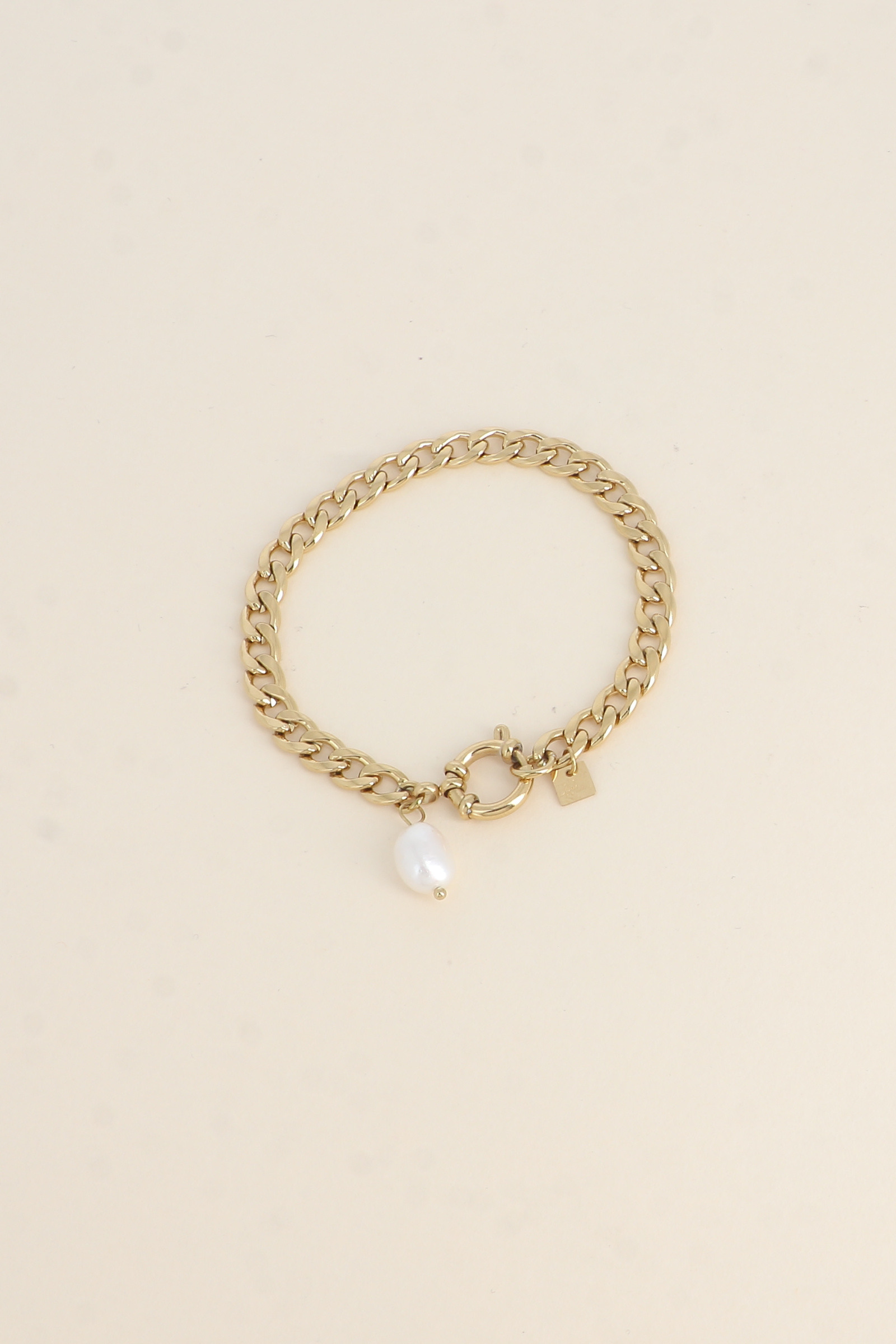 Grossiste Bohm - Bracelet - maille gourmette, fermoir bouée, perle d'eau douce