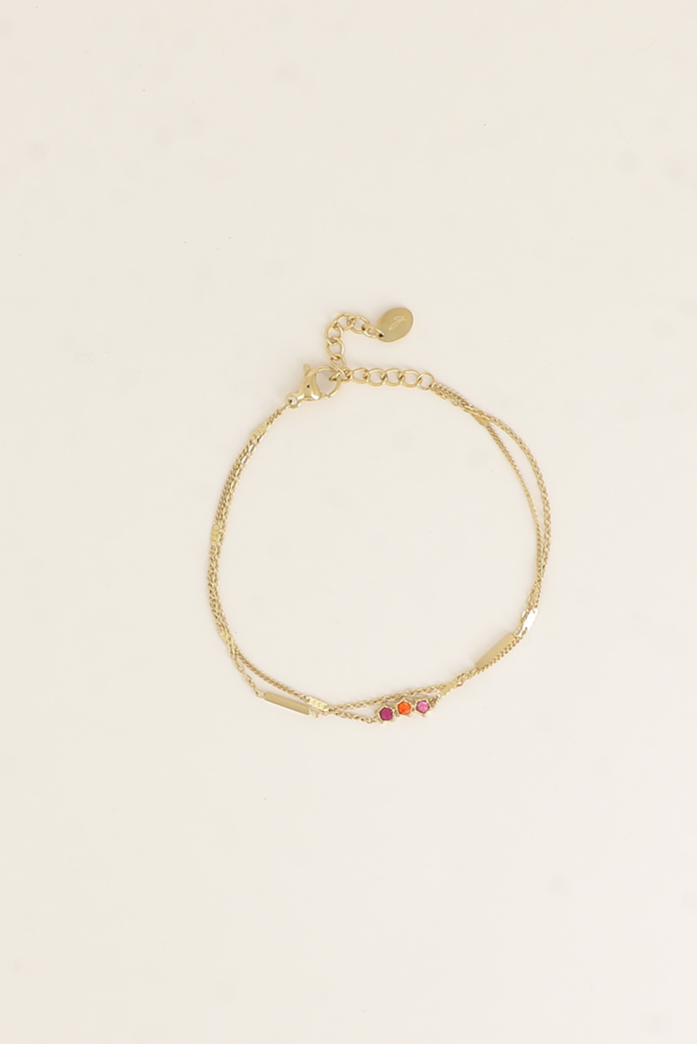Grossiste Bohm - Bracelet - 2 rangs avec barres et 3 cristaux