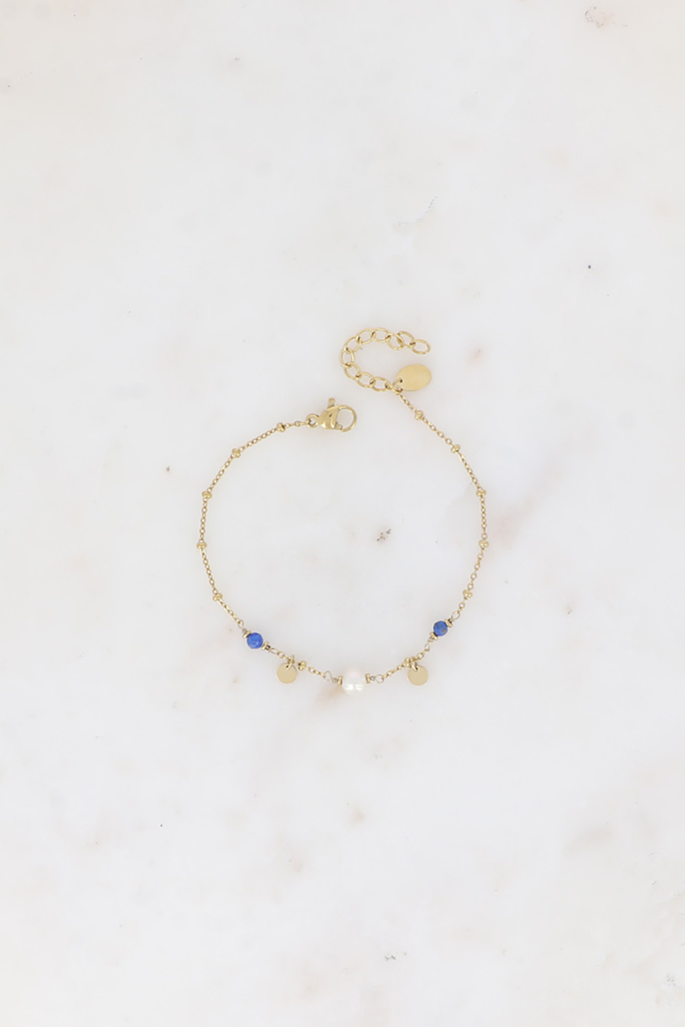 Grossiste Bohm - Bracelet - pastilles rondes, pierres naturelles et perle d'eau douce