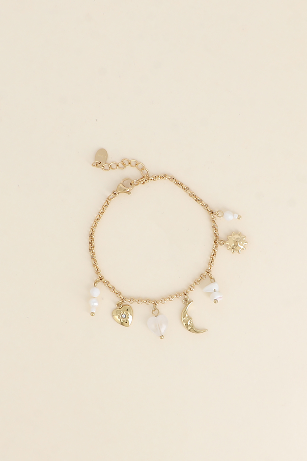 Wholesaler Bohm - Bracelet - hearts, crescent moon, sun, natural stones