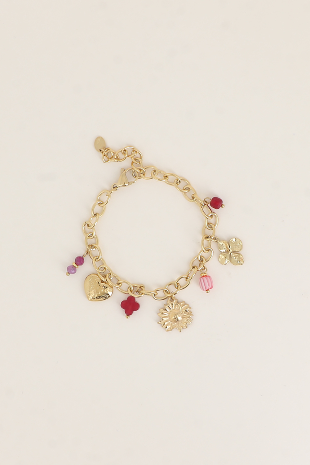 Wholesaler Bohm - Bracelet - resin, flowers, heart, natural stones, clover