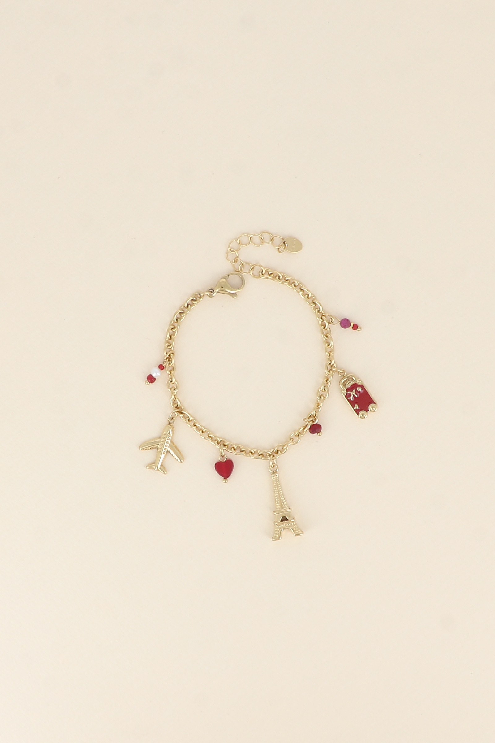 Wholesaler Bohm - Bracelet - Eiffel tower, airplanes, heart, lips, and LOVE plaque in enamel