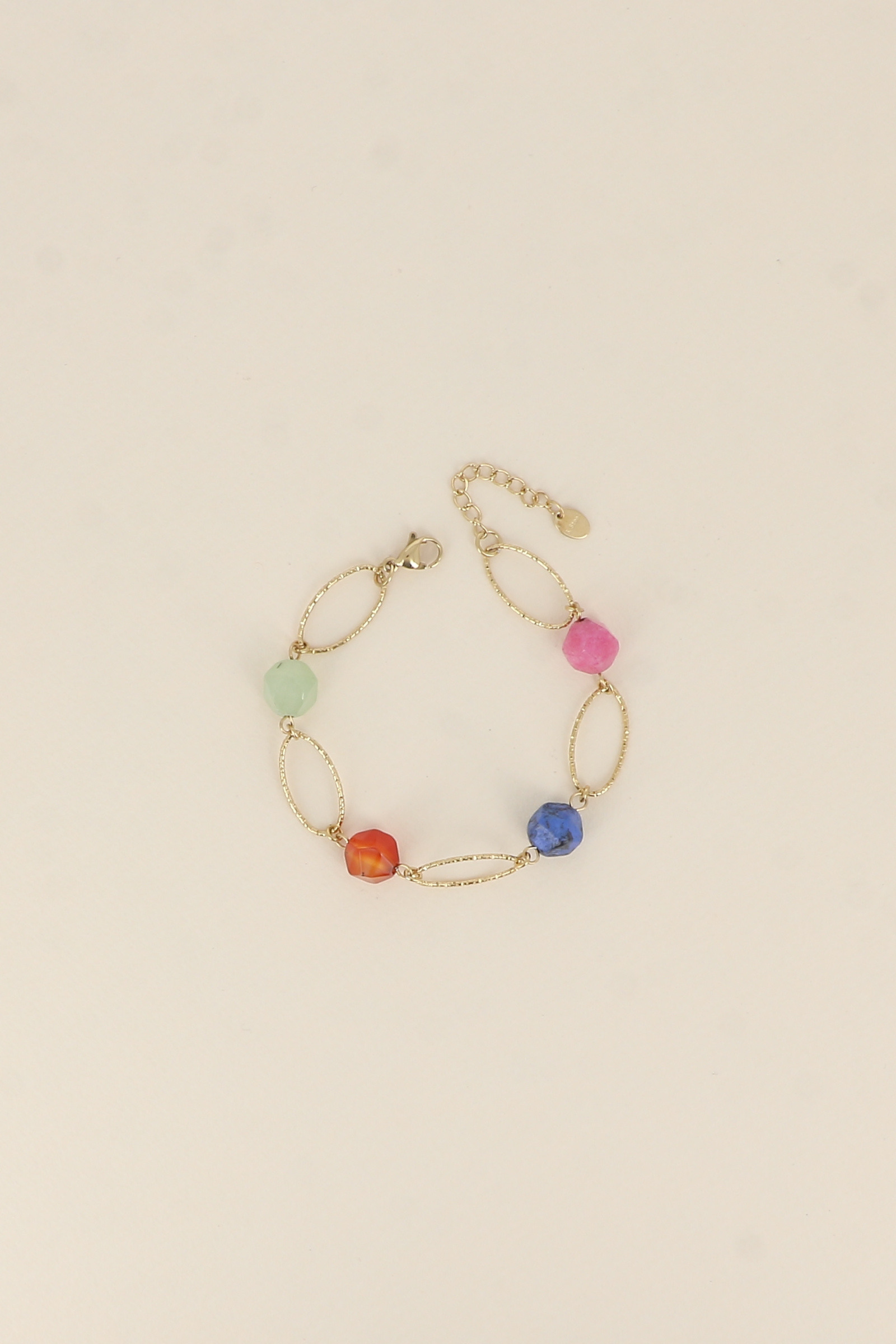 Wholesaler Bohm - Bracelet - textured oval links with natural stones