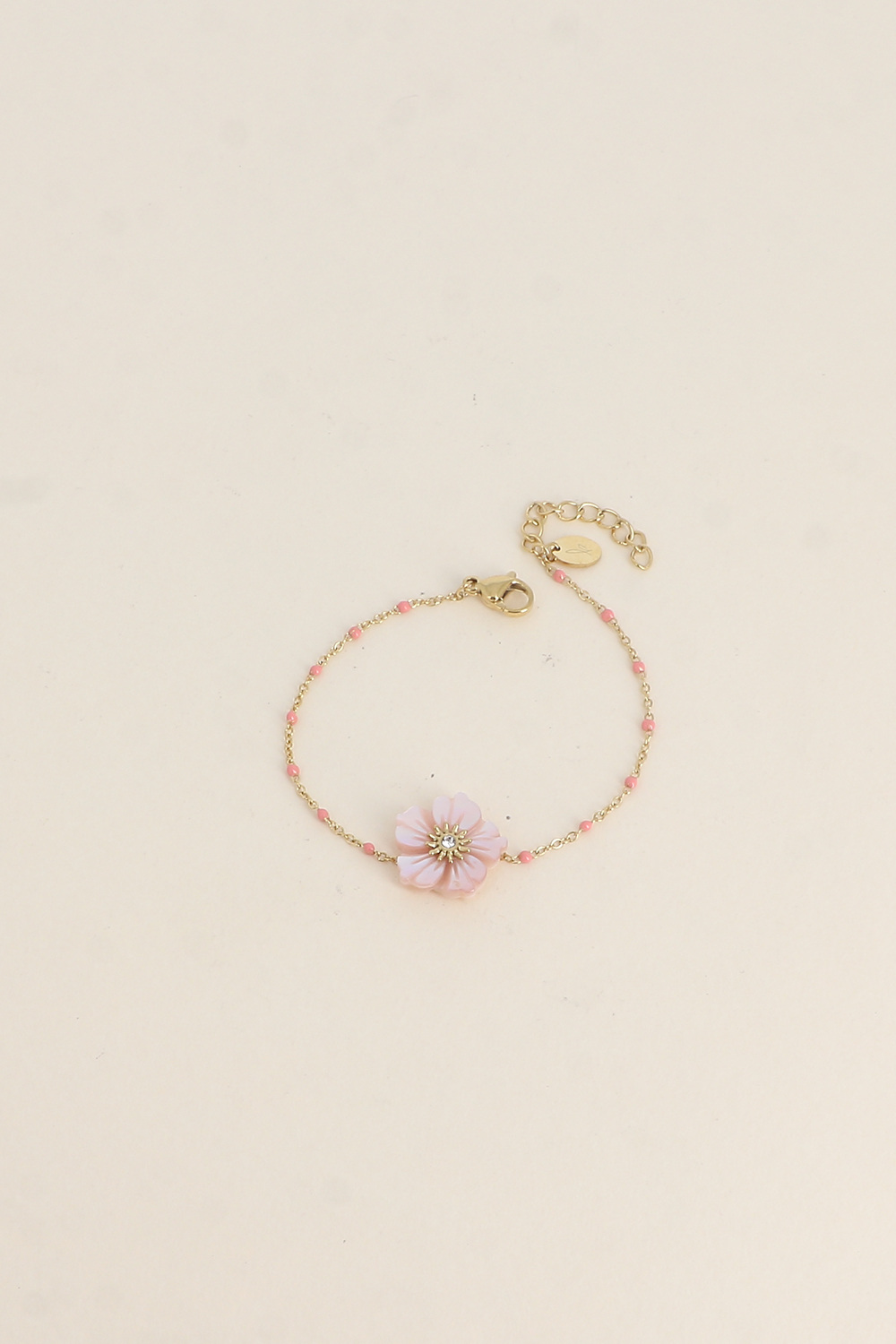 Großhändler Bohm - Armband - emaillierte Kette und Perlmuttblume