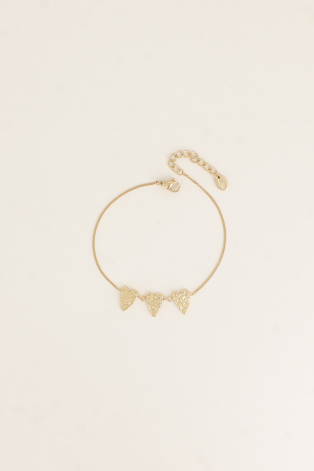 Wholesaler Bohm - Bracelet - delicate curb chain with 3 textured hearts