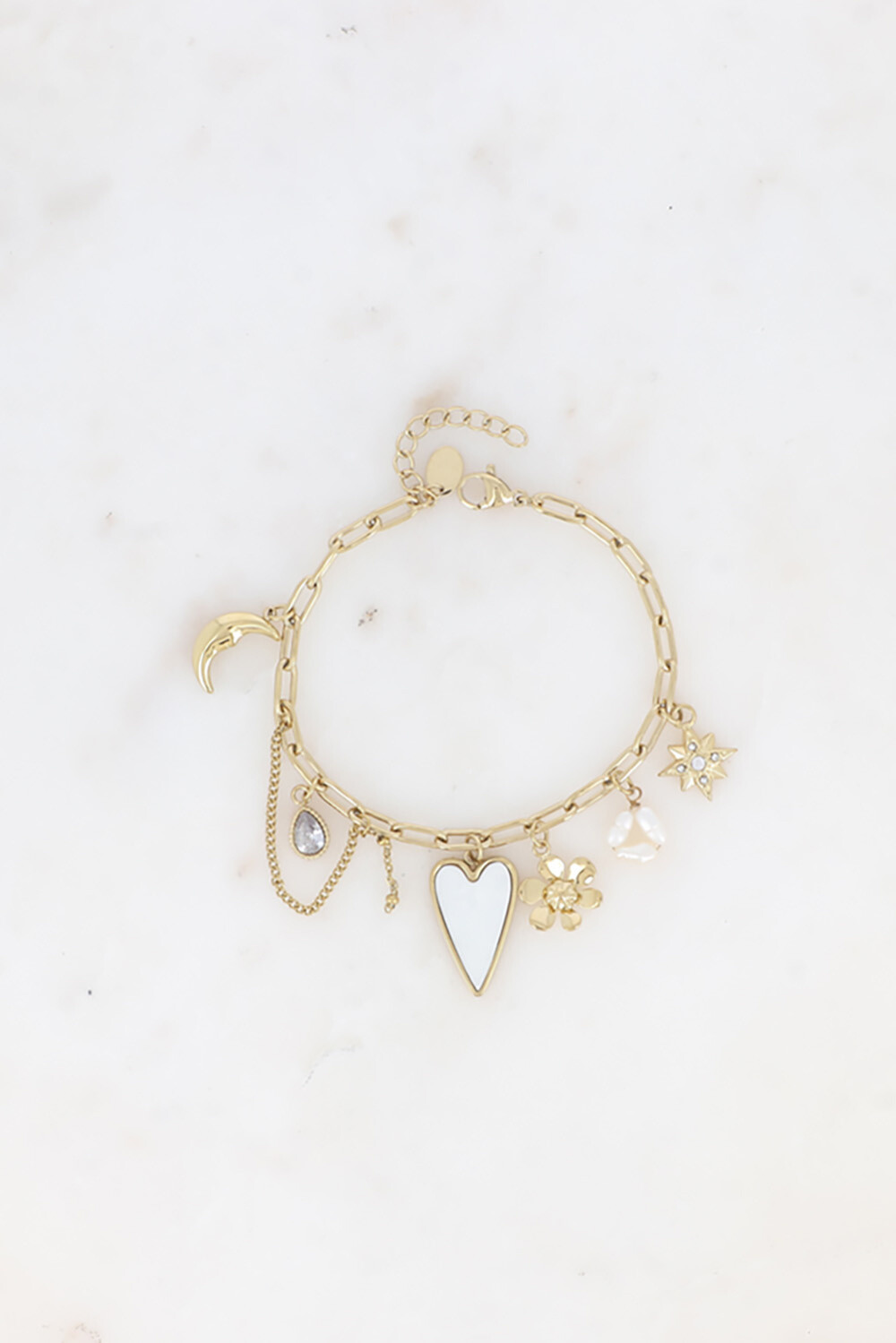 Wholesaler Bohm - Bracelet - pearly heart, flower, star, freshwater pearls, moon, crystals