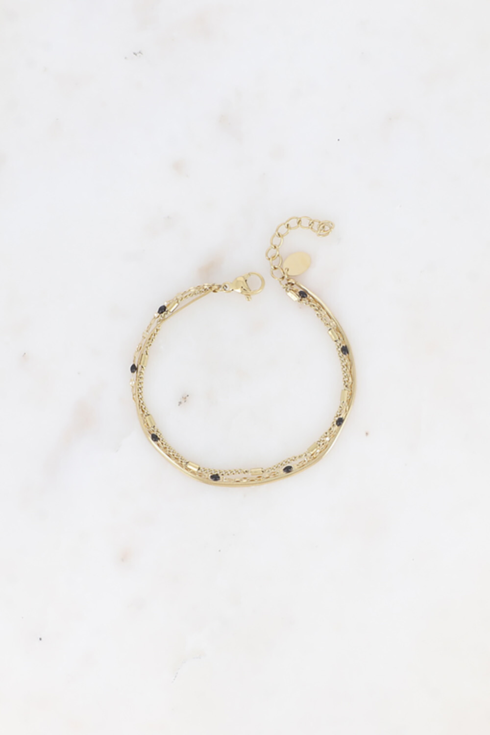 Grossista Bohm - Bracciale a 3 fili - anello con maglia e tubi di chicchi di caffè smaltati e specchio