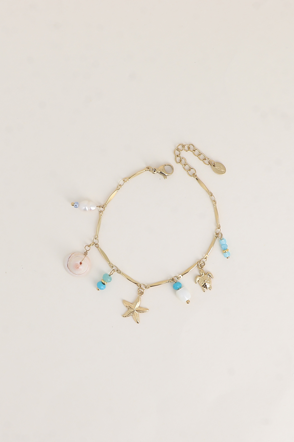 Großhändler Bohm - Armband - Seestern, Muscheln, natürliche Muschel, Schildkröte, Süßwasserperle